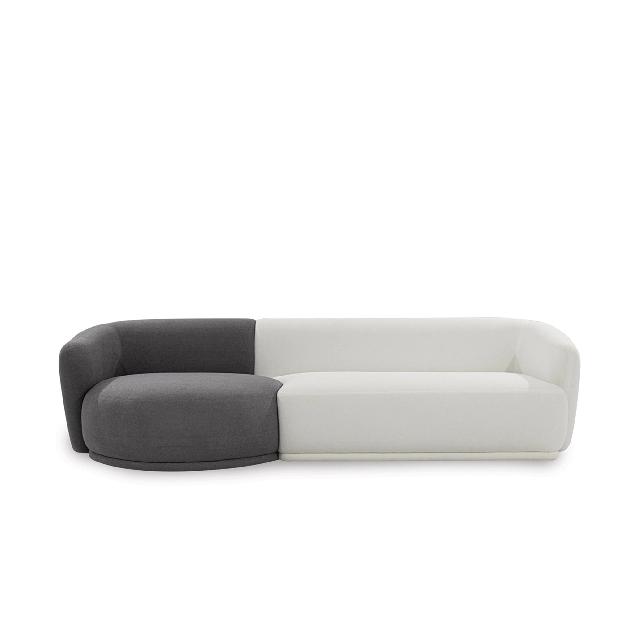 Two-toned gray and white sofa on a white background