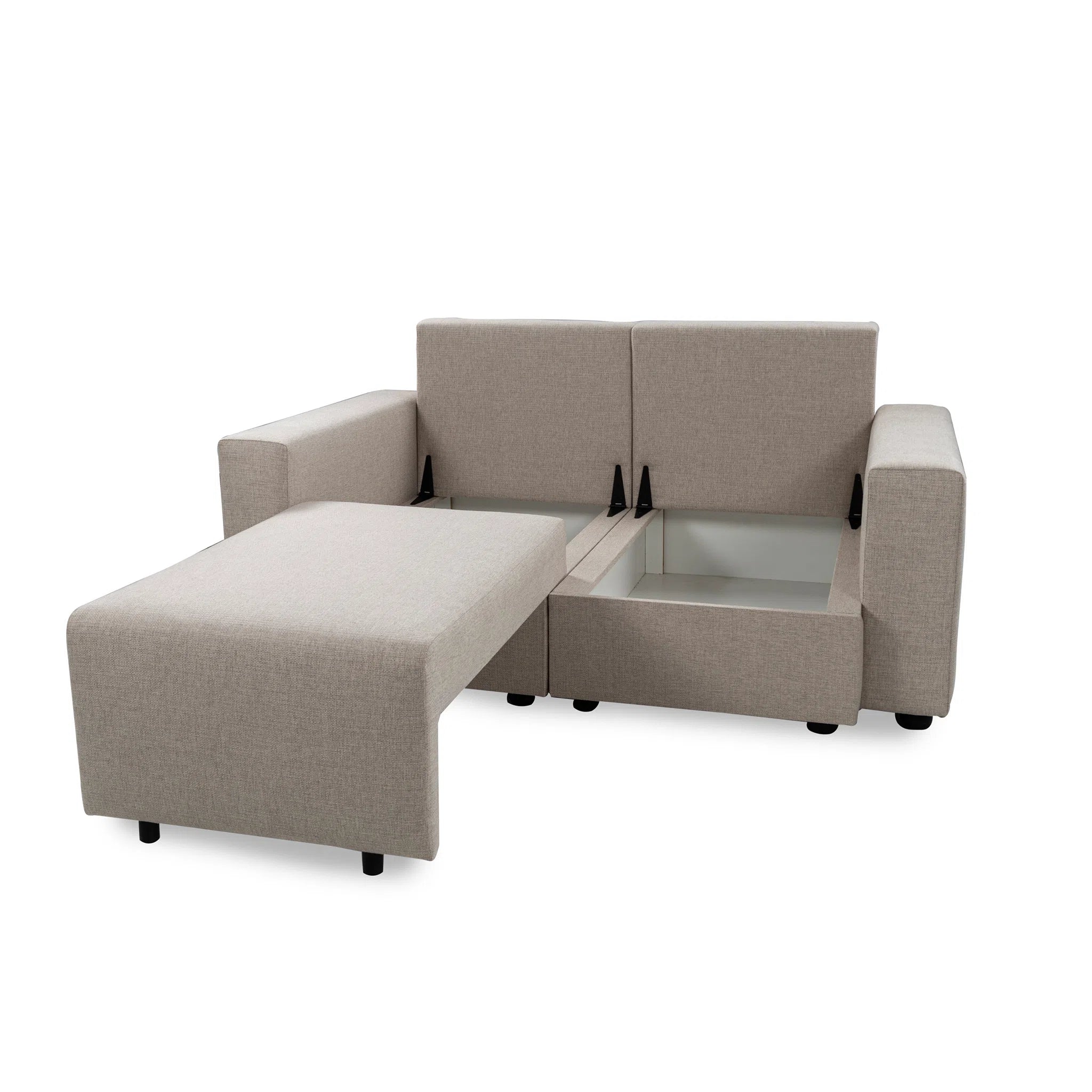 Beige sectional sofa on a white background