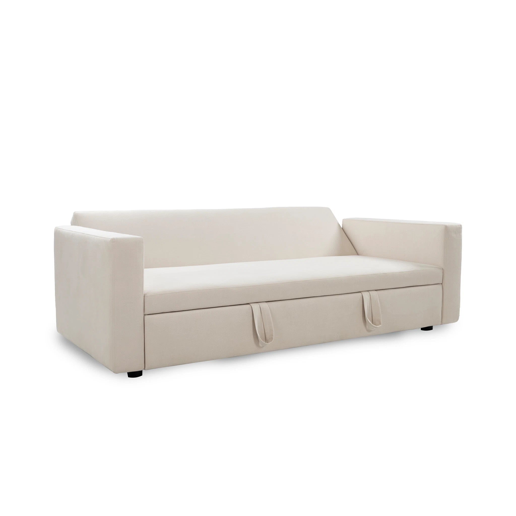 Beige sofa bed on a white background