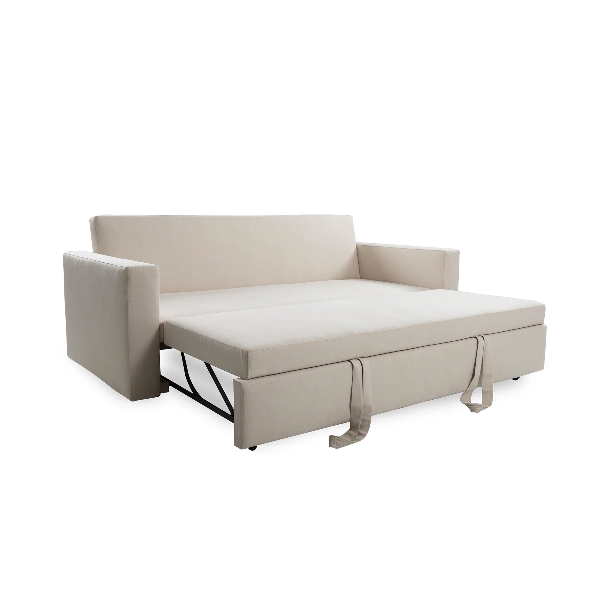 Beige sofa bed on a white background