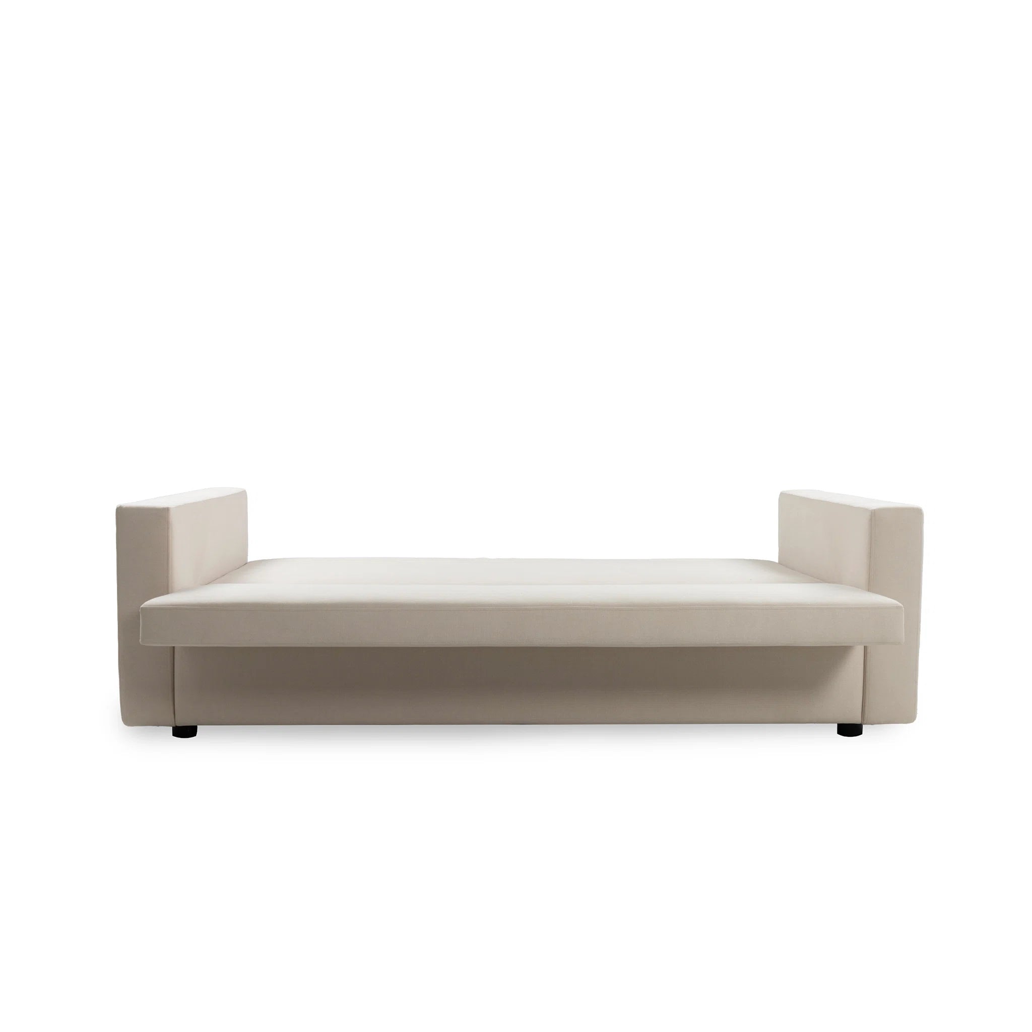 Beige sofa bed on a white background