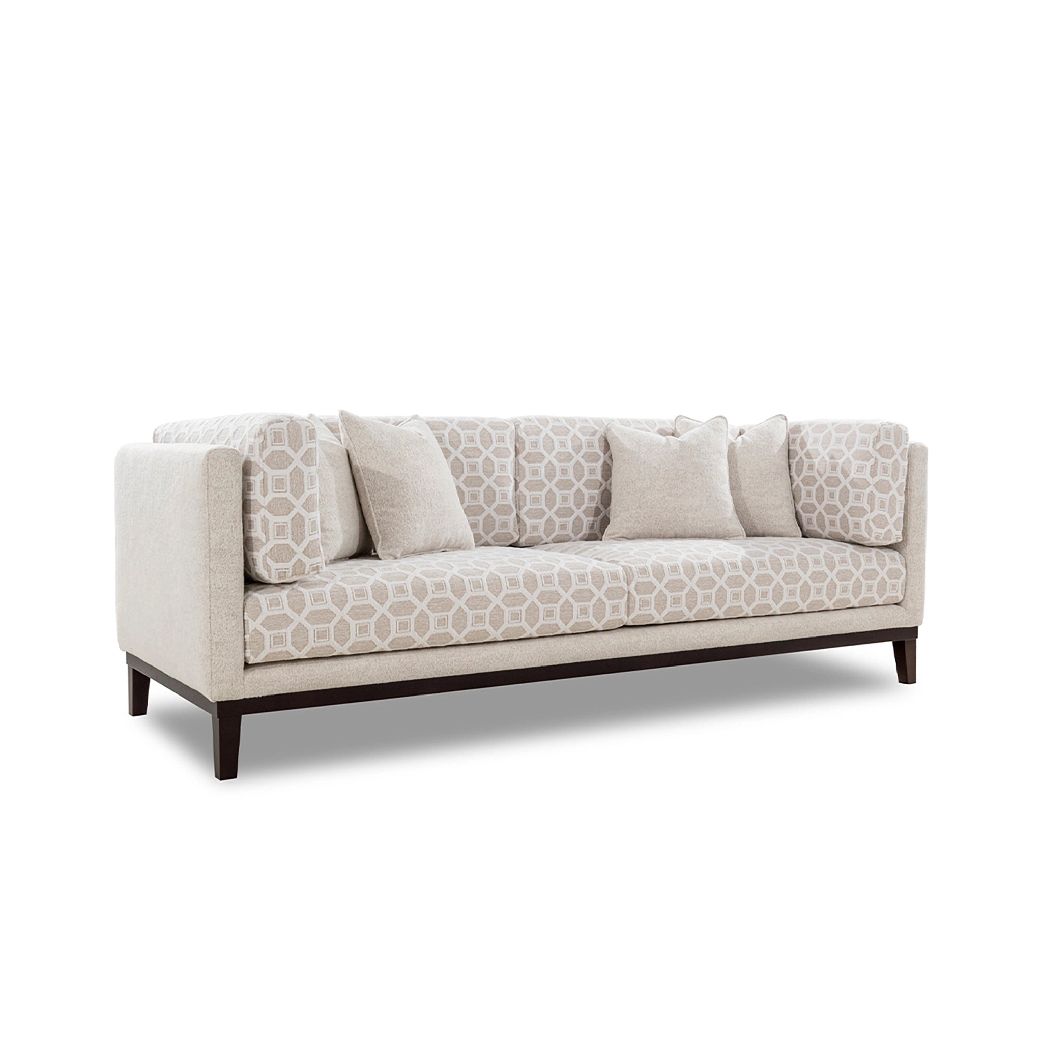 Beige patterned sofa on a white background