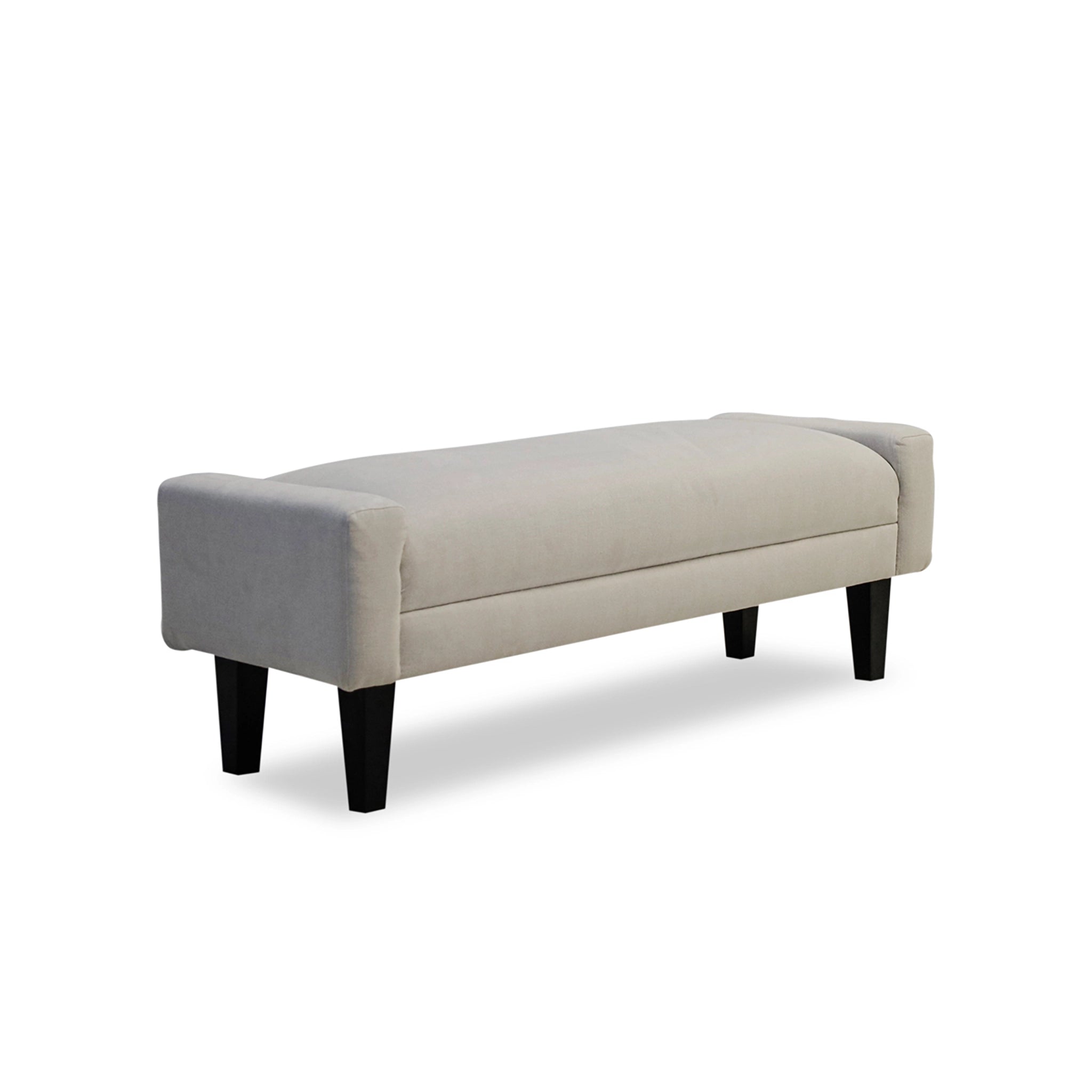 Beige bench with black legs on a white background