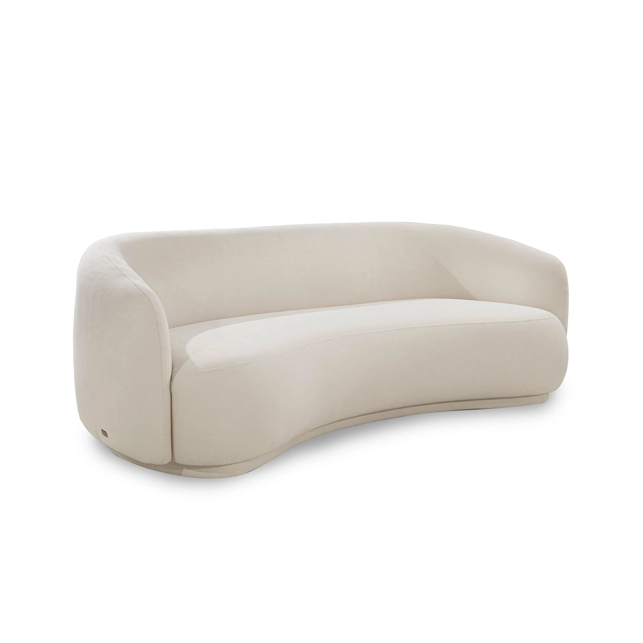 Beige curved sofa on a white background