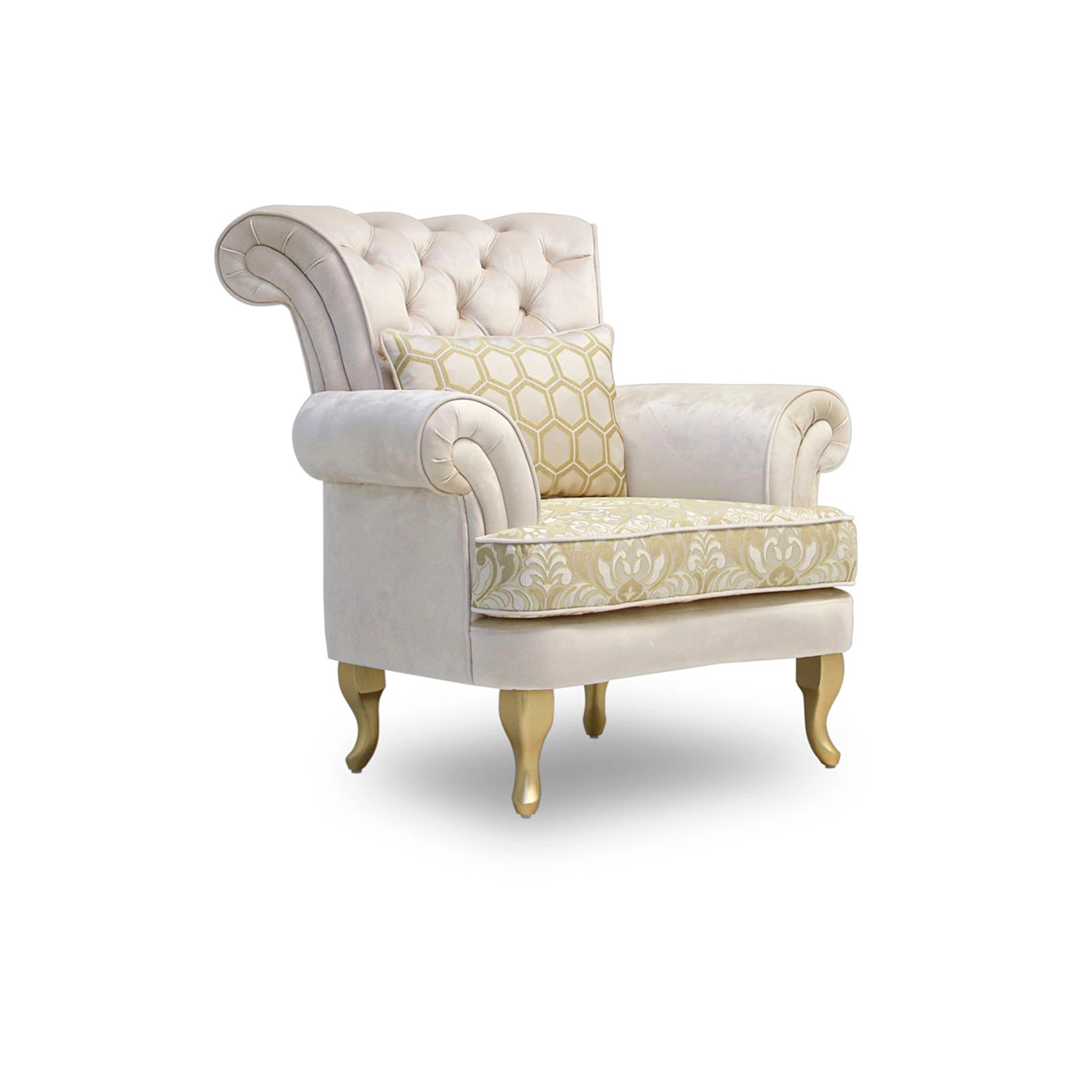 Decorative armchair with floral pattern on a white background