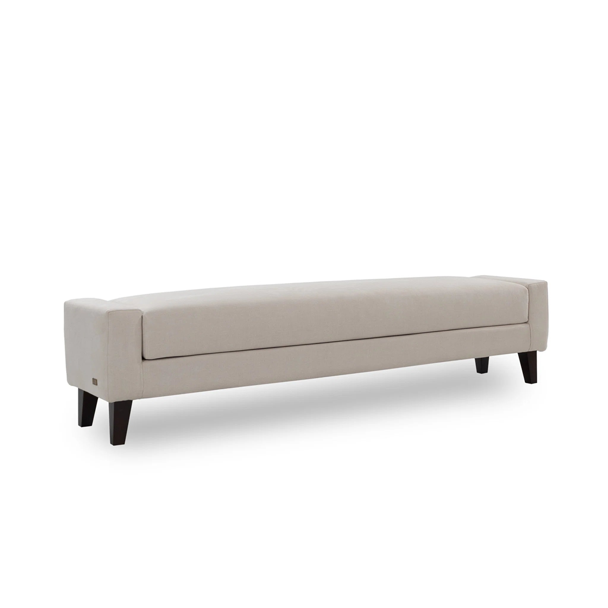 Beige bench with black legs on a white background