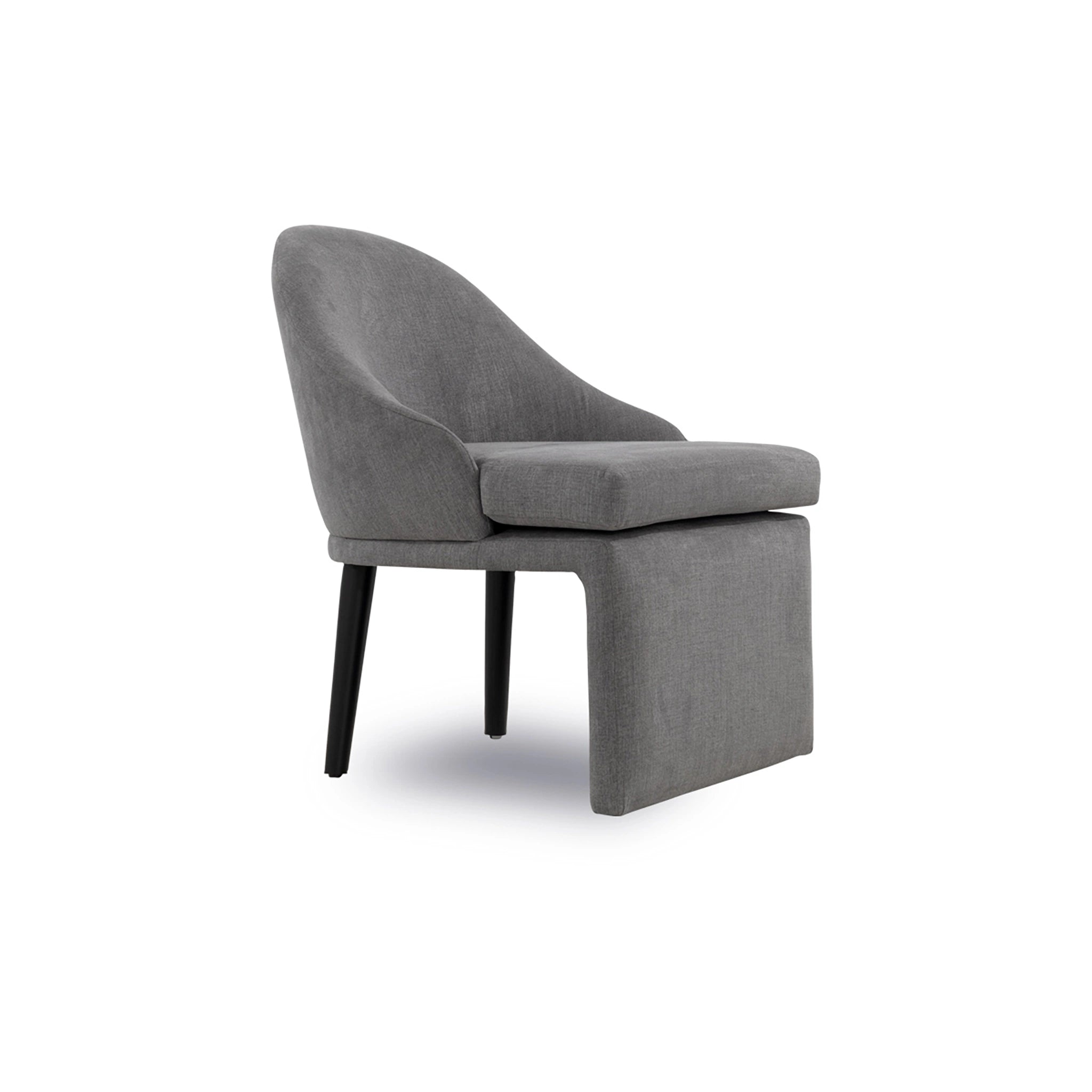 Gray chair with black legs on a white background