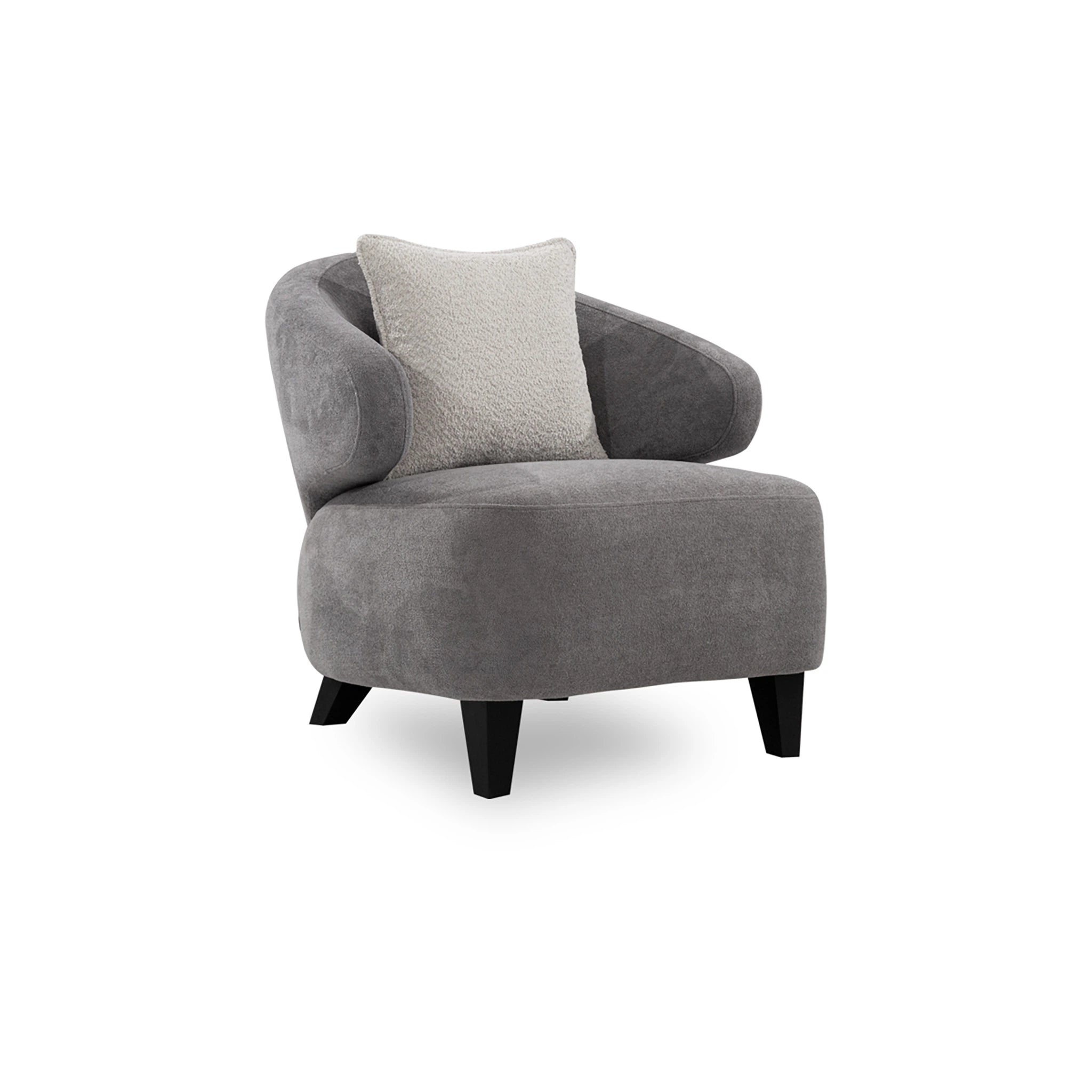 Gray armchair with a pillow on a white background