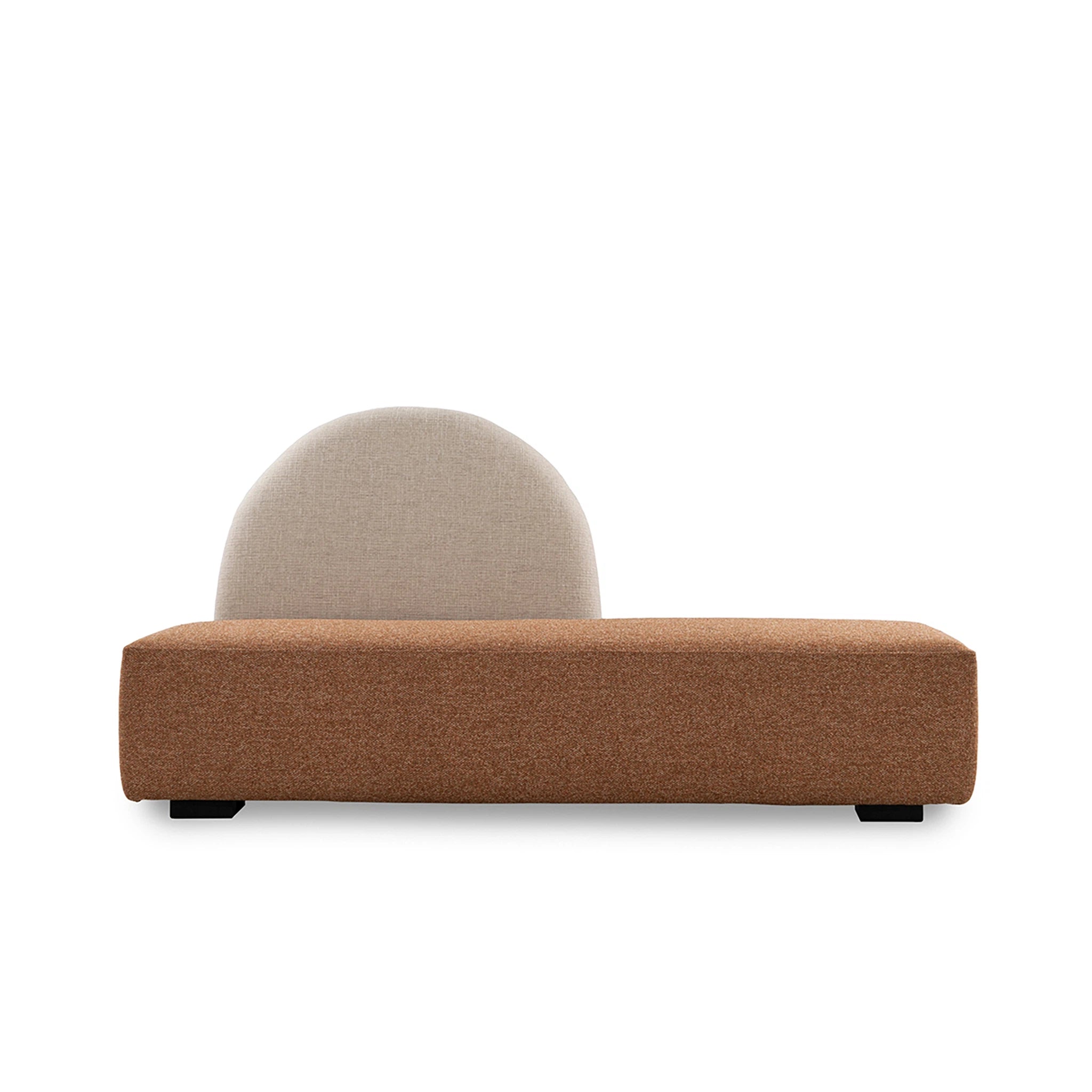 Sofa with a beige backrest and brown seat on a white background