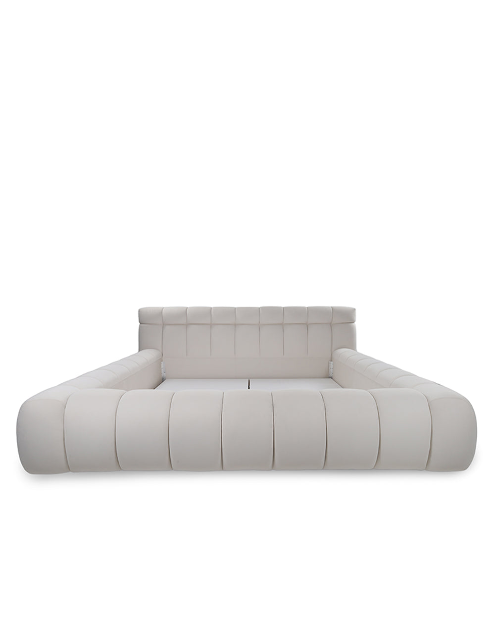 Modern beige sofa on a white background