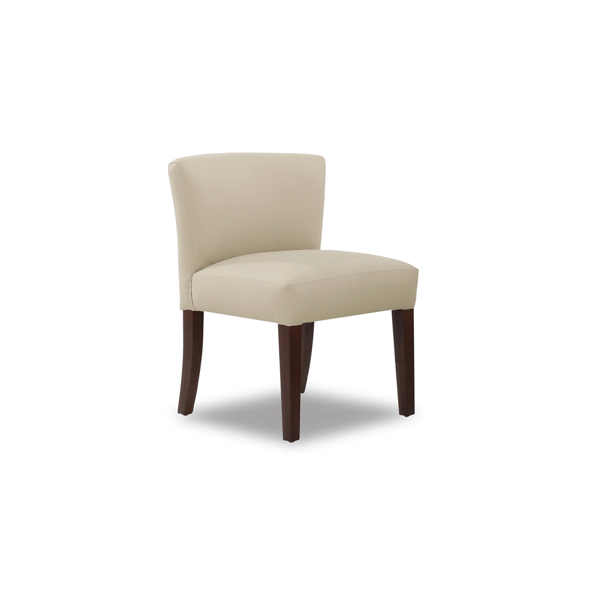 Beige chair with wooden legs on a white background