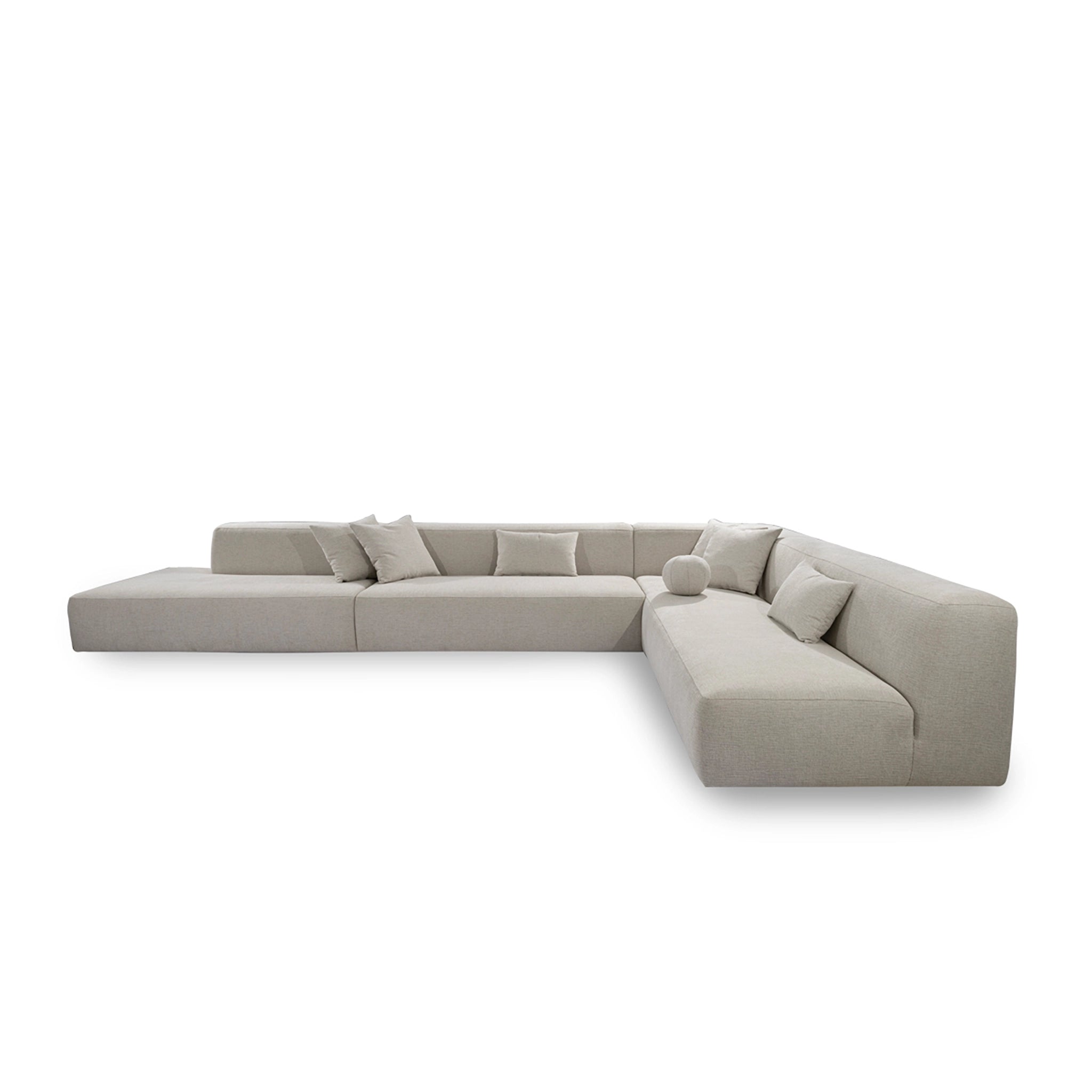 Beige sectional sofa on a white background