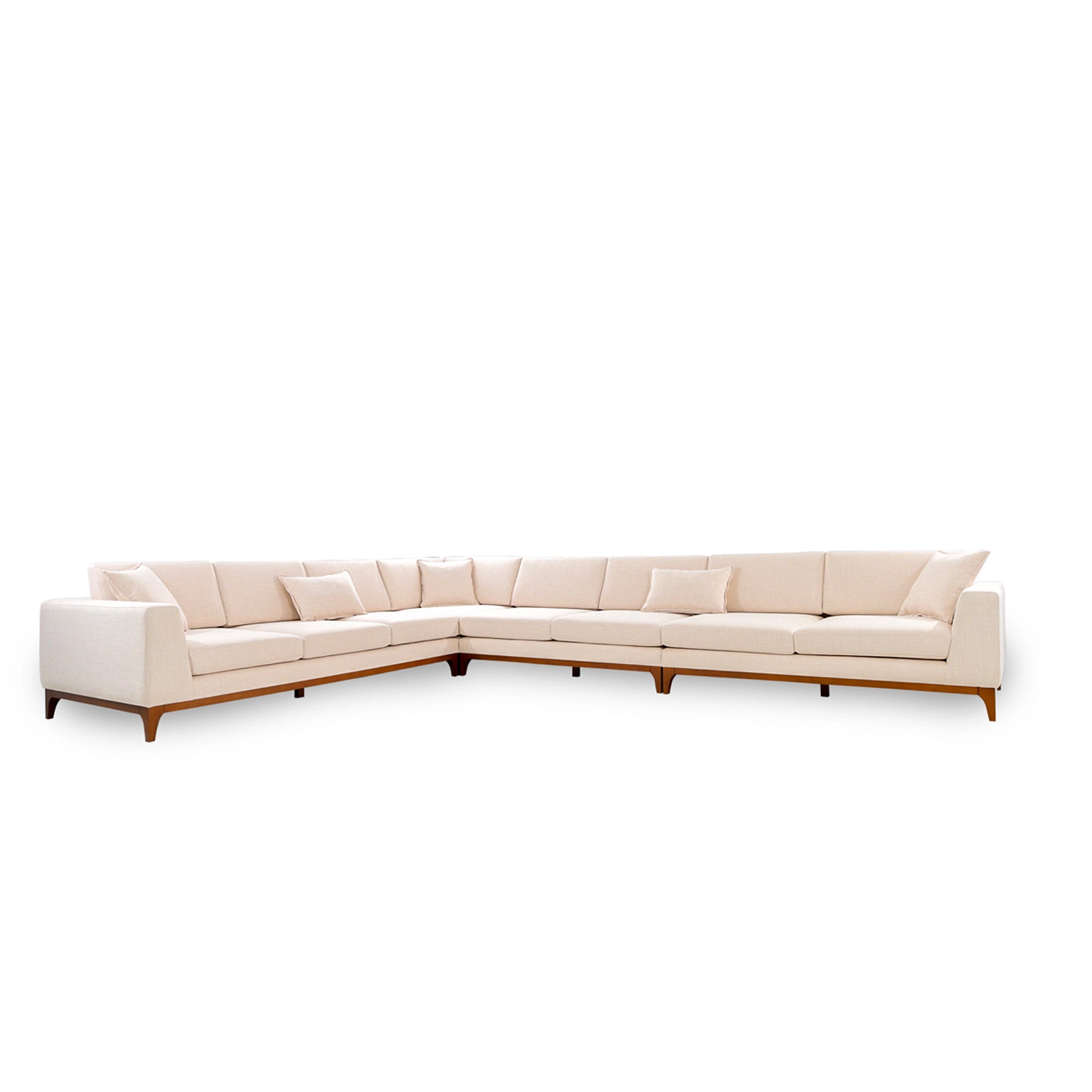 Beige sectional sofa on a white background