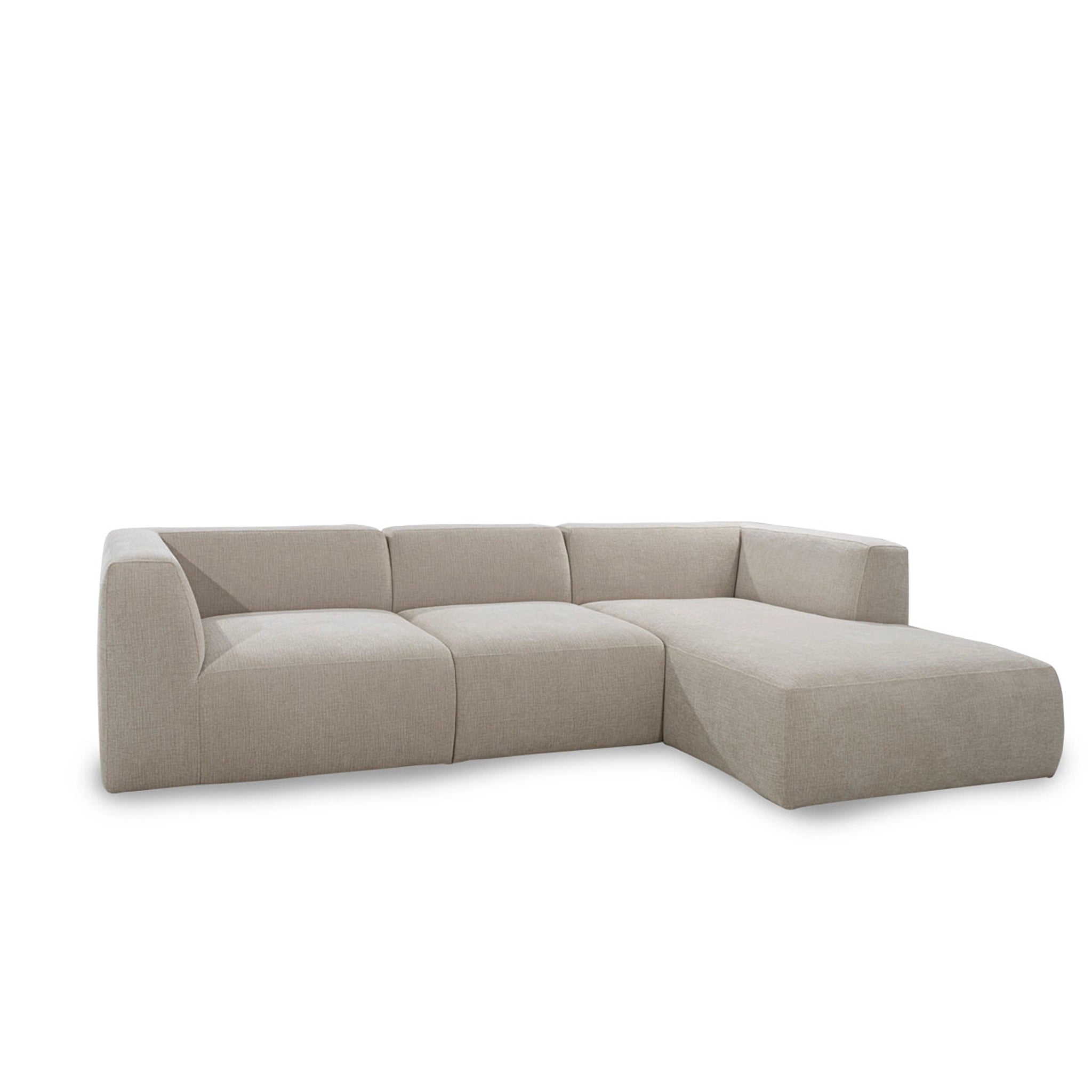 Beige sectional sofa on a white background