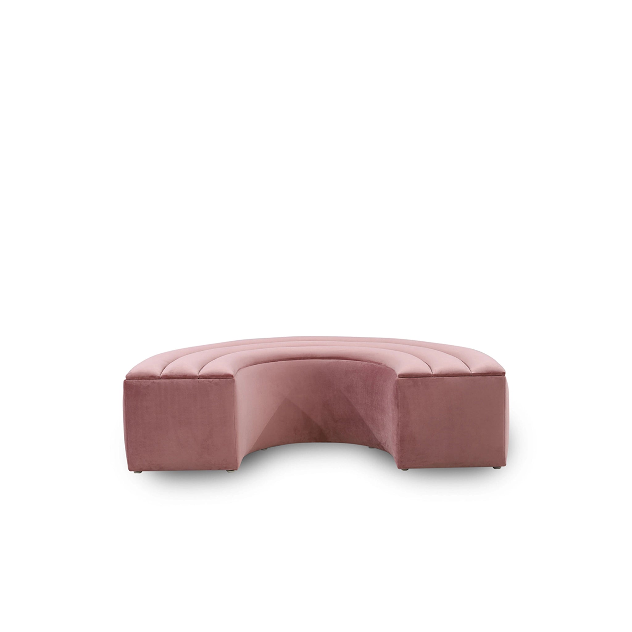 Pink curved ottoman on a white background