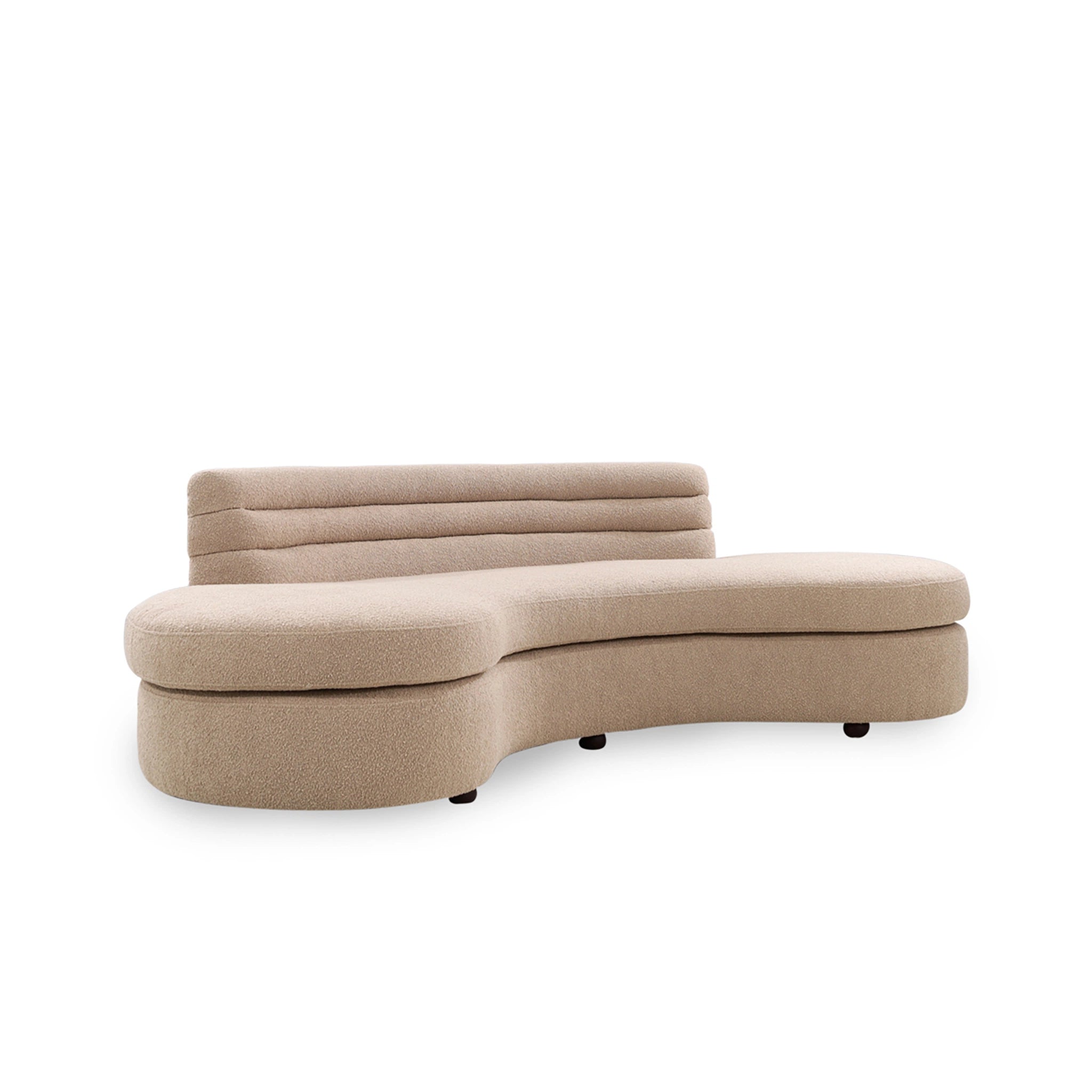 Beige curved sofa on a white background