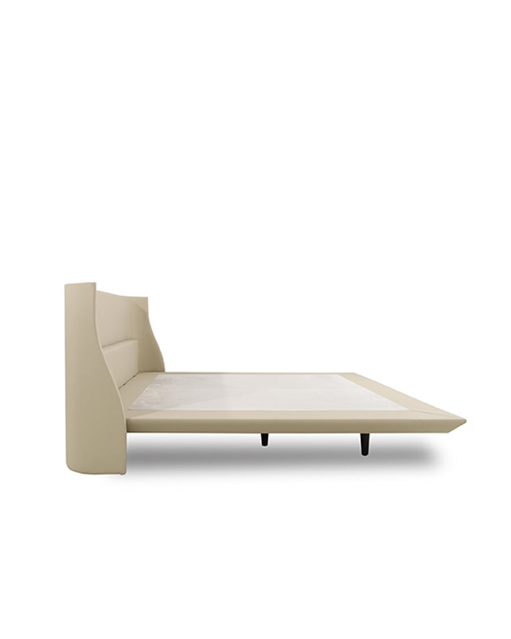 Beige bed frame on a white background