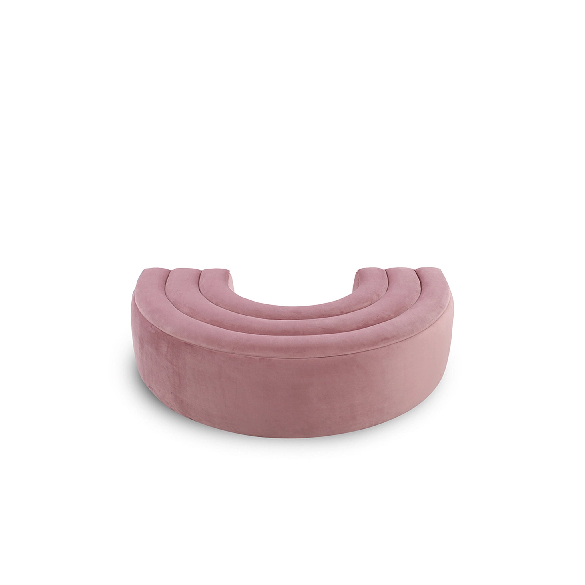 Pink curved cushion on a white background