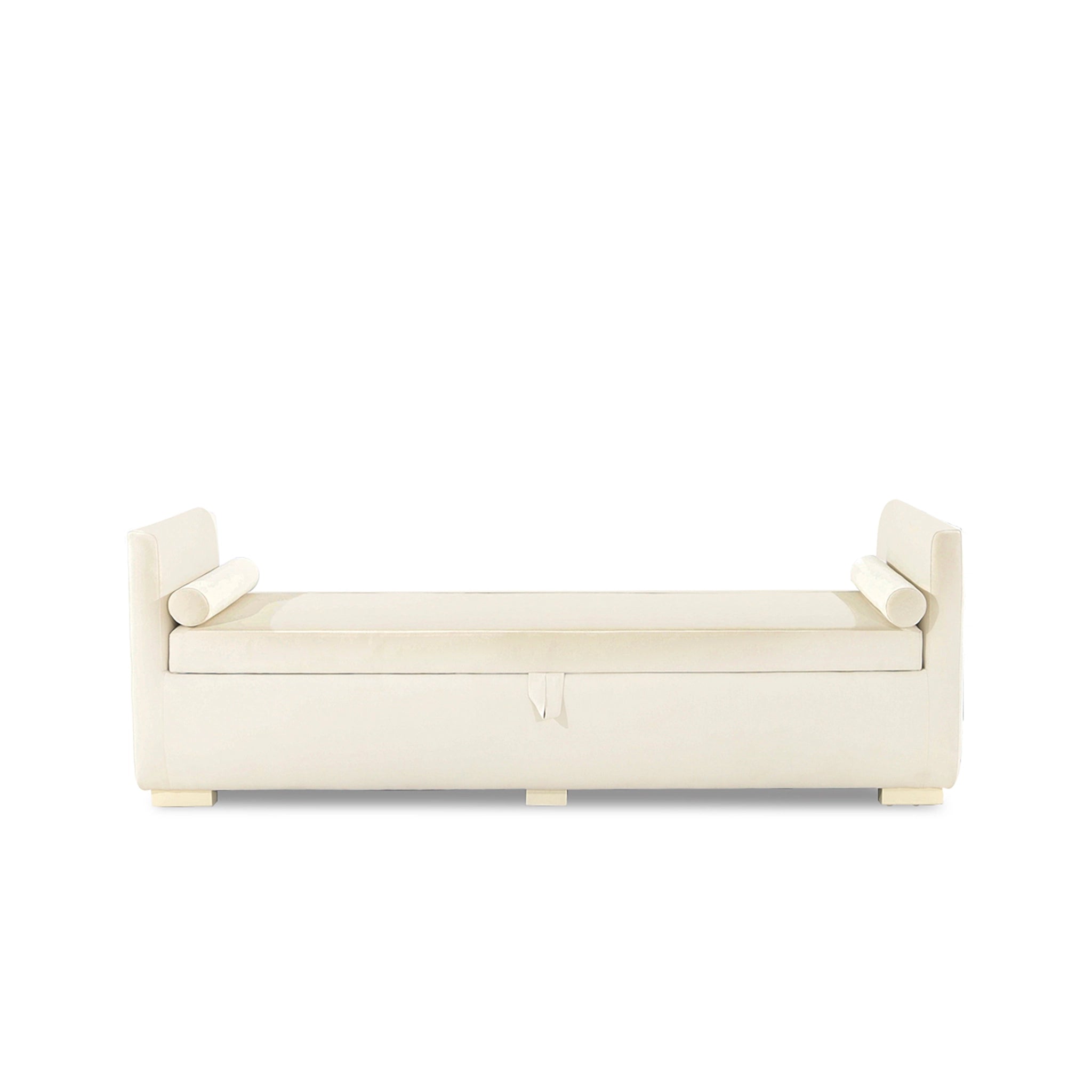 Beige bench with curved ends on a white background