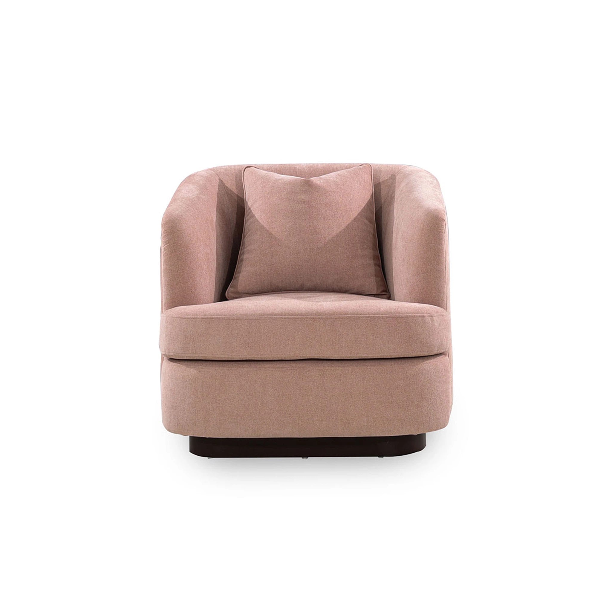 Pink armchair with a pillow on a white background