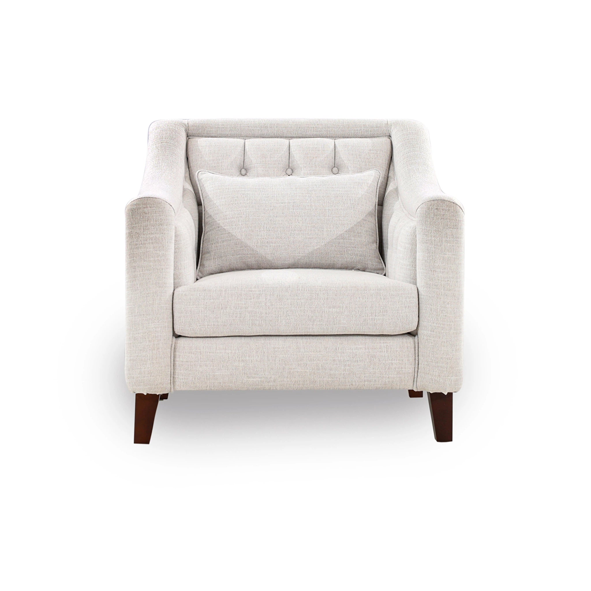 Beige armchair with a pillow on a white background