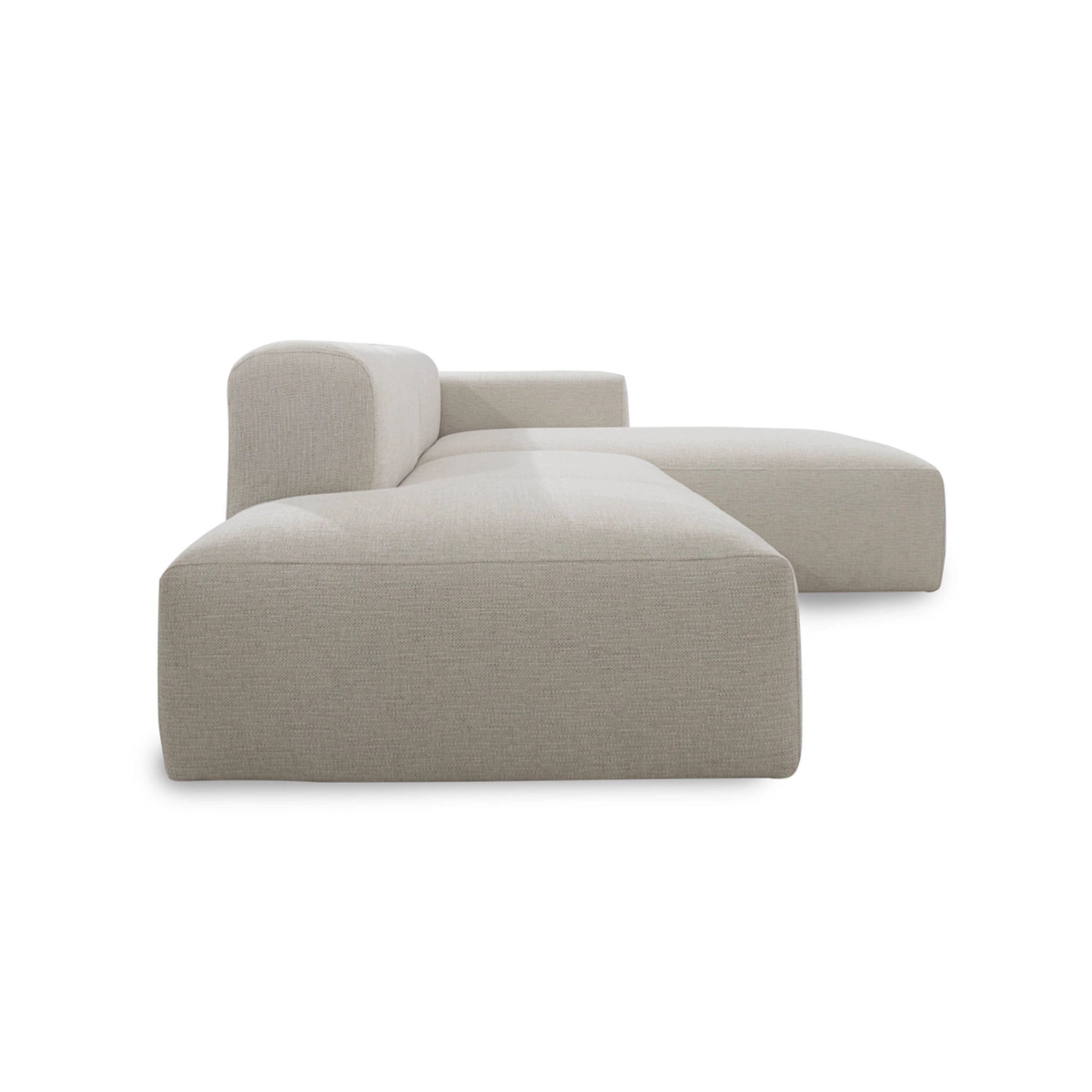 Modern beige sofa on a white background