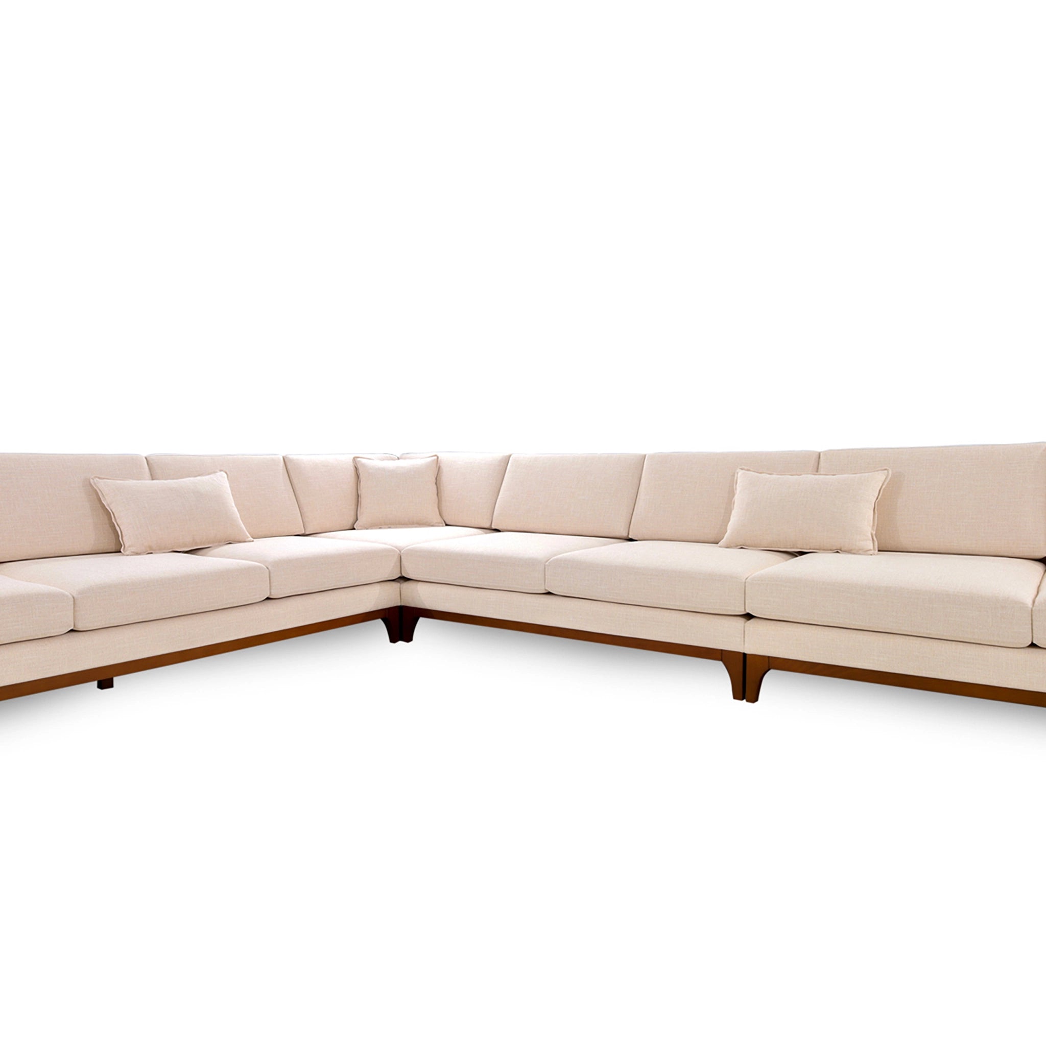 Beige sectional sofa on a white background