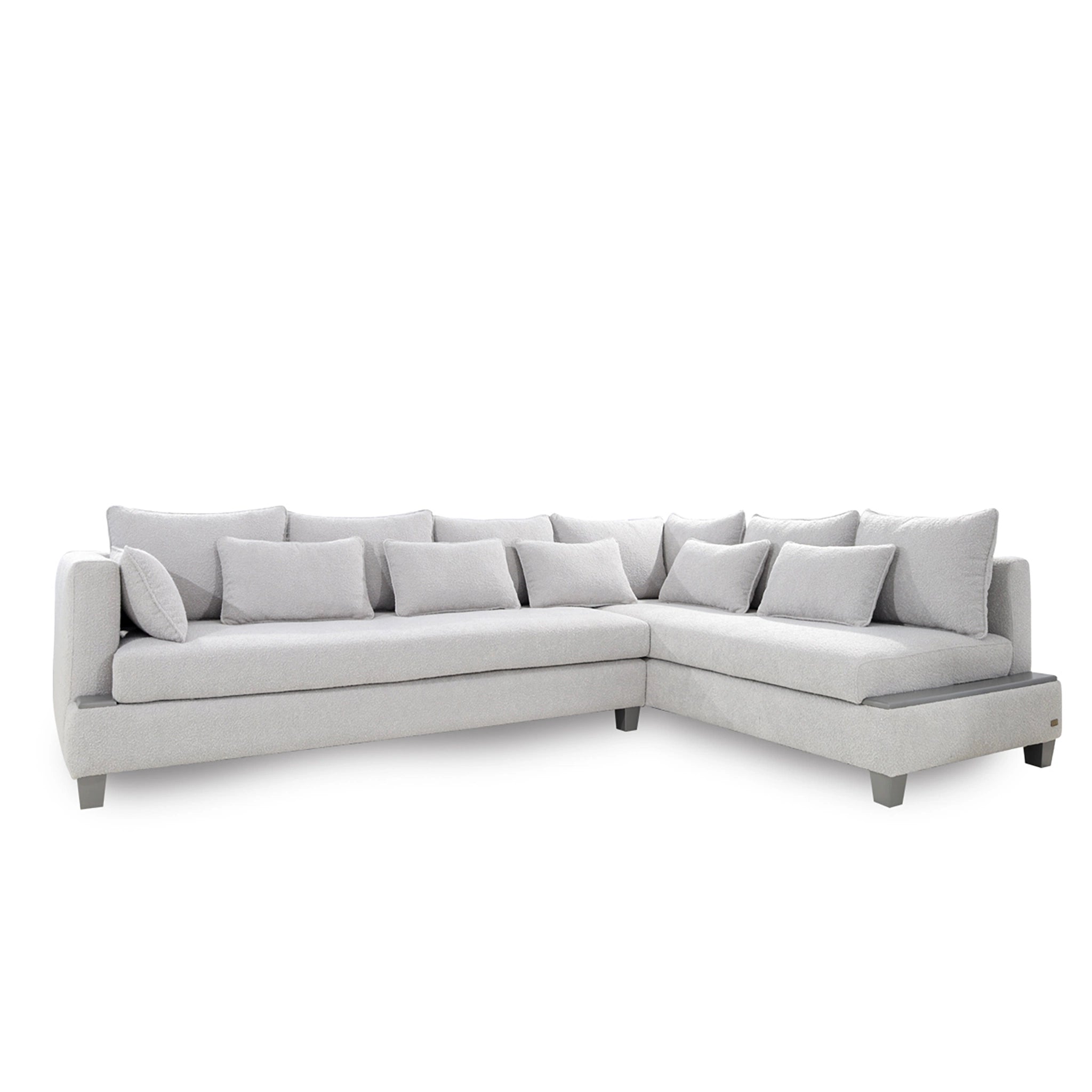 Gray sectional sofa on a white background