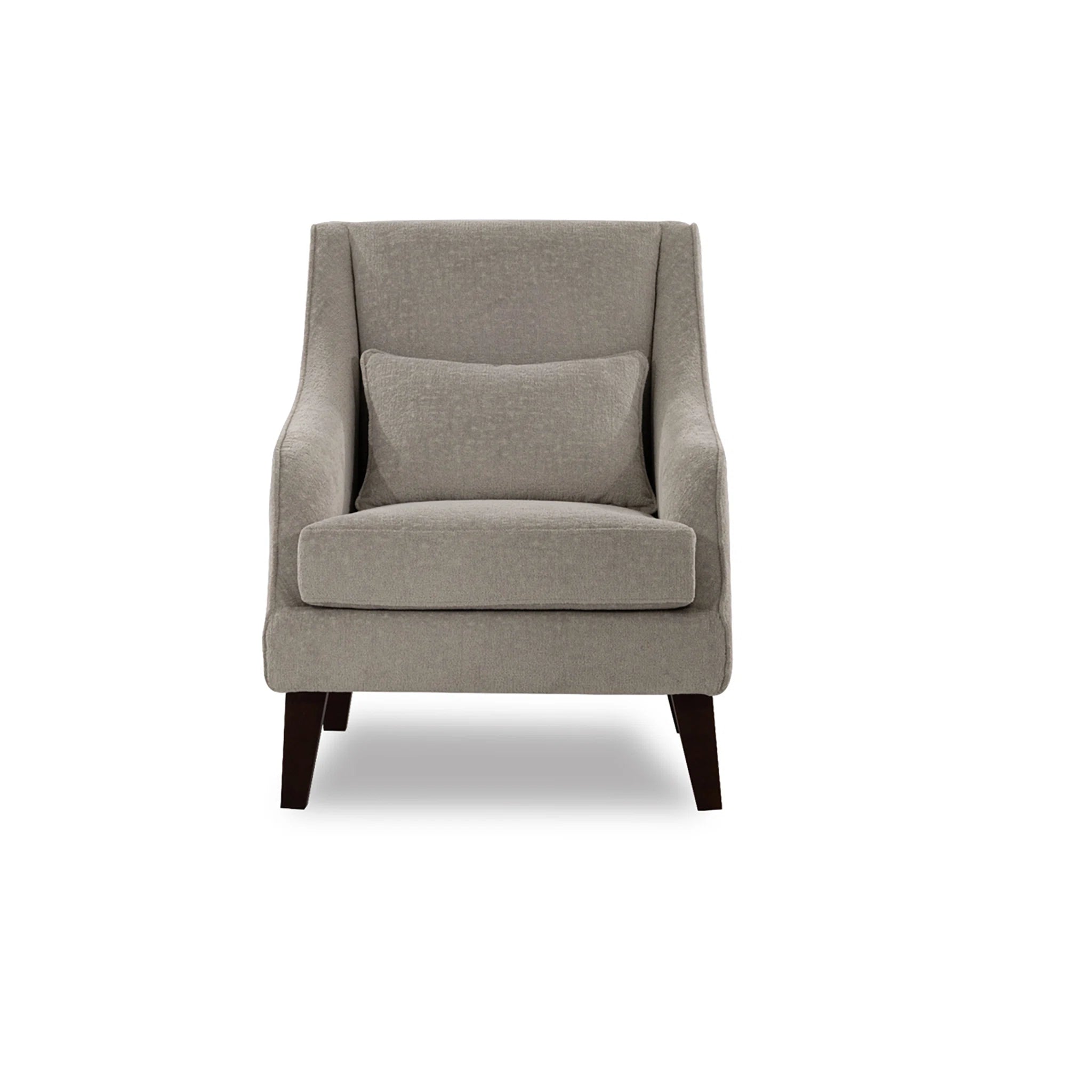 Gray armchair with a cushion on a white background