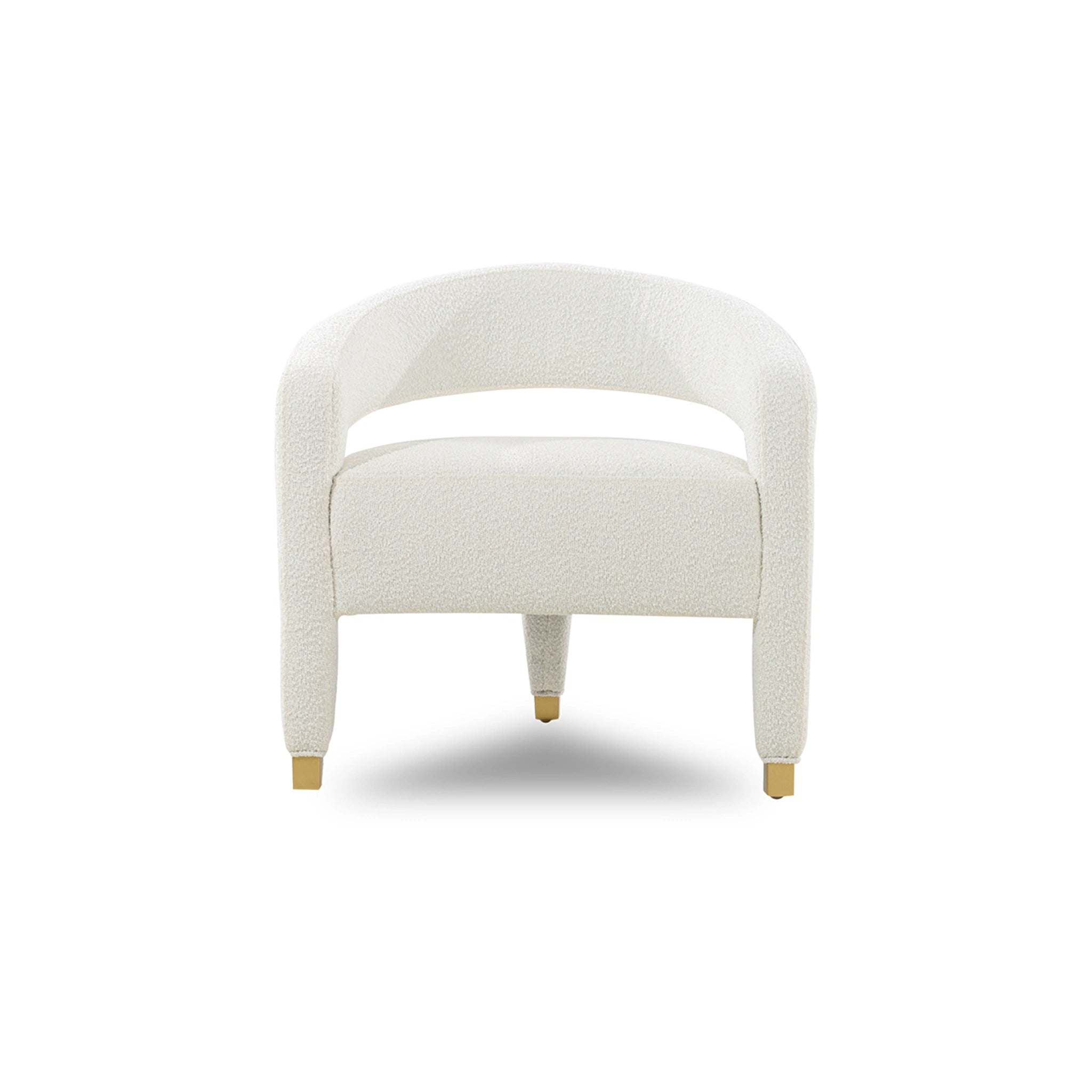 White armchair with wooden legs on a white background