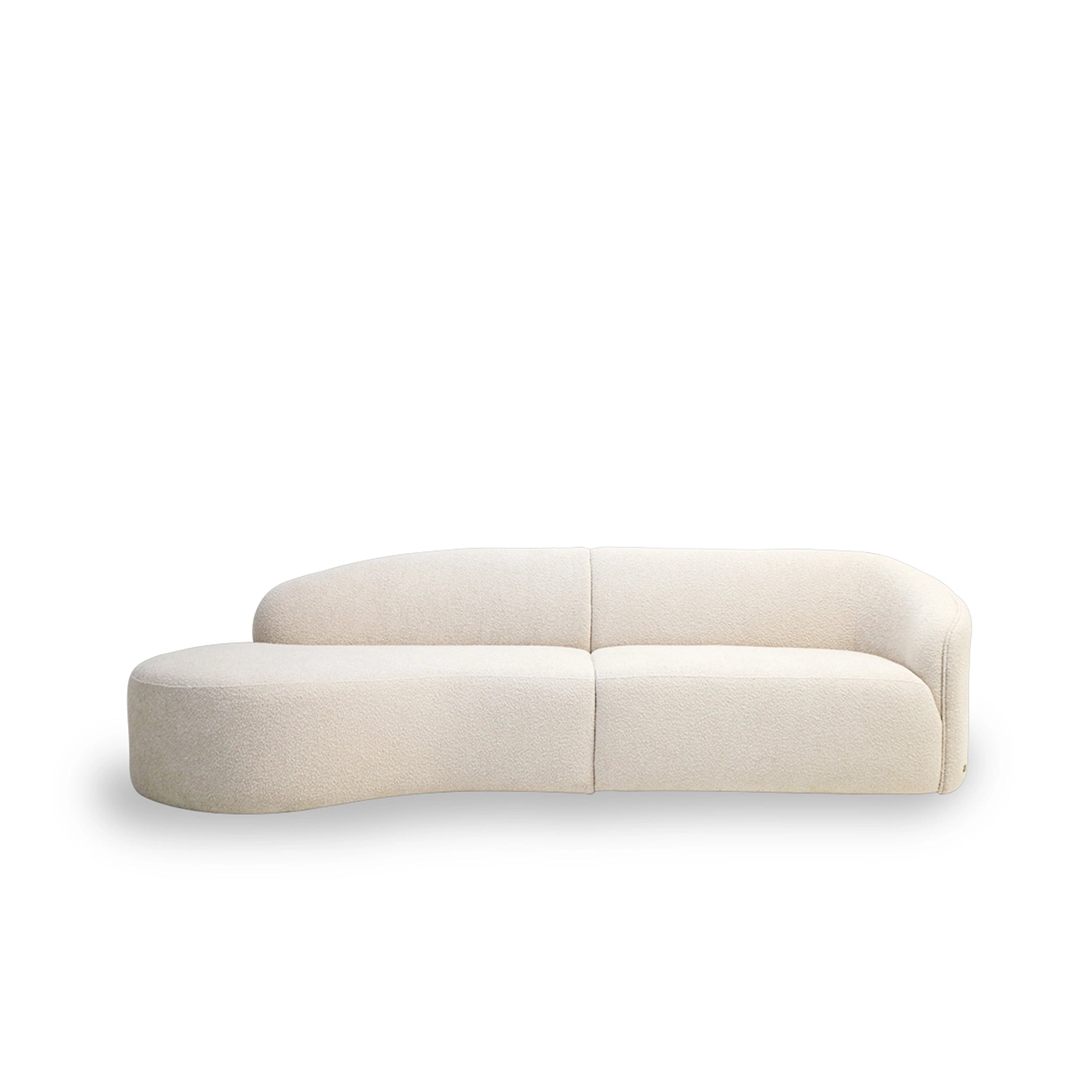 Modern beige sofa on a white background
