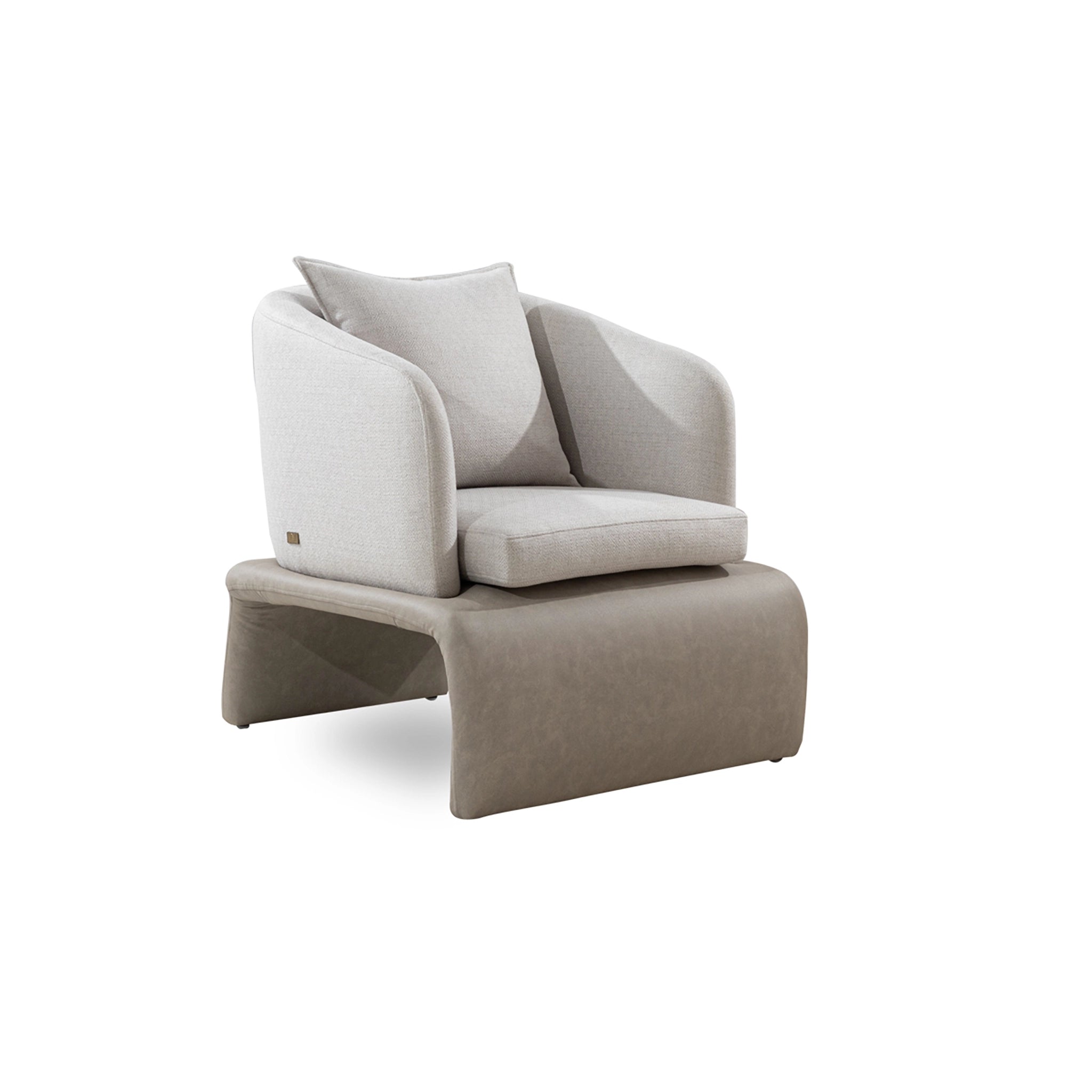 Modern armchair with a pillow on a white background