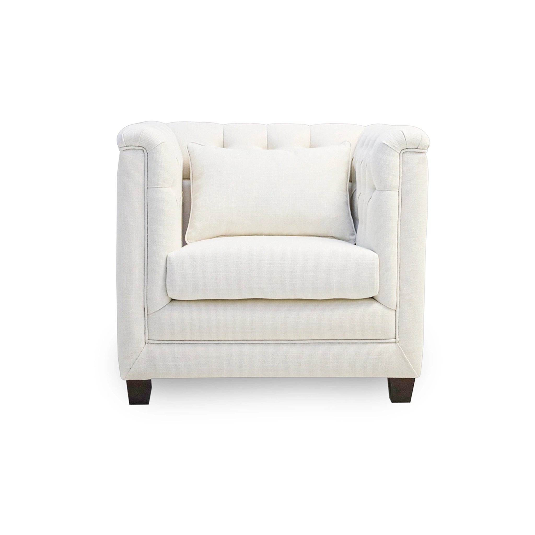 White armchair with a pillow on a white background