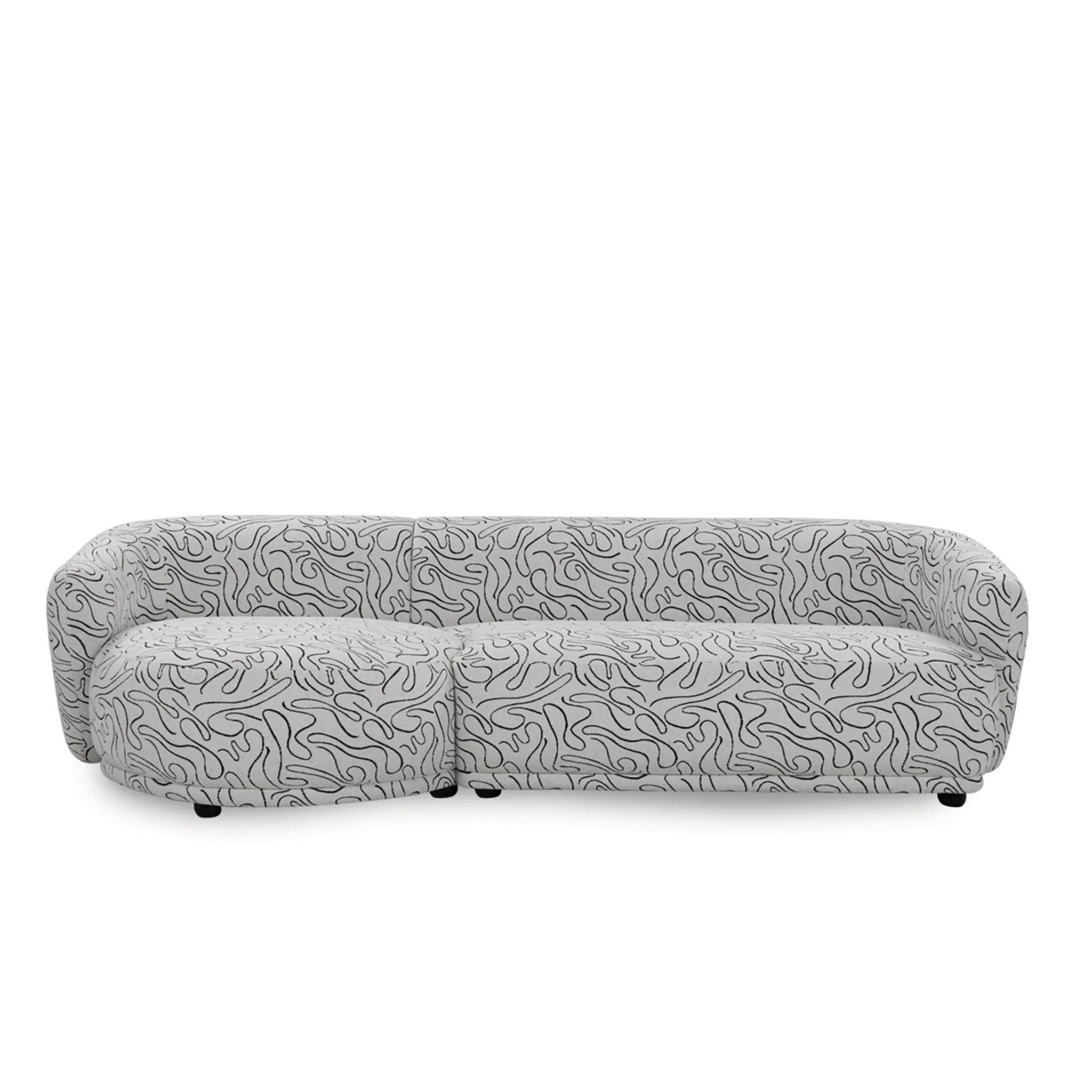 Gray sofa with a wavy pattern on a white background