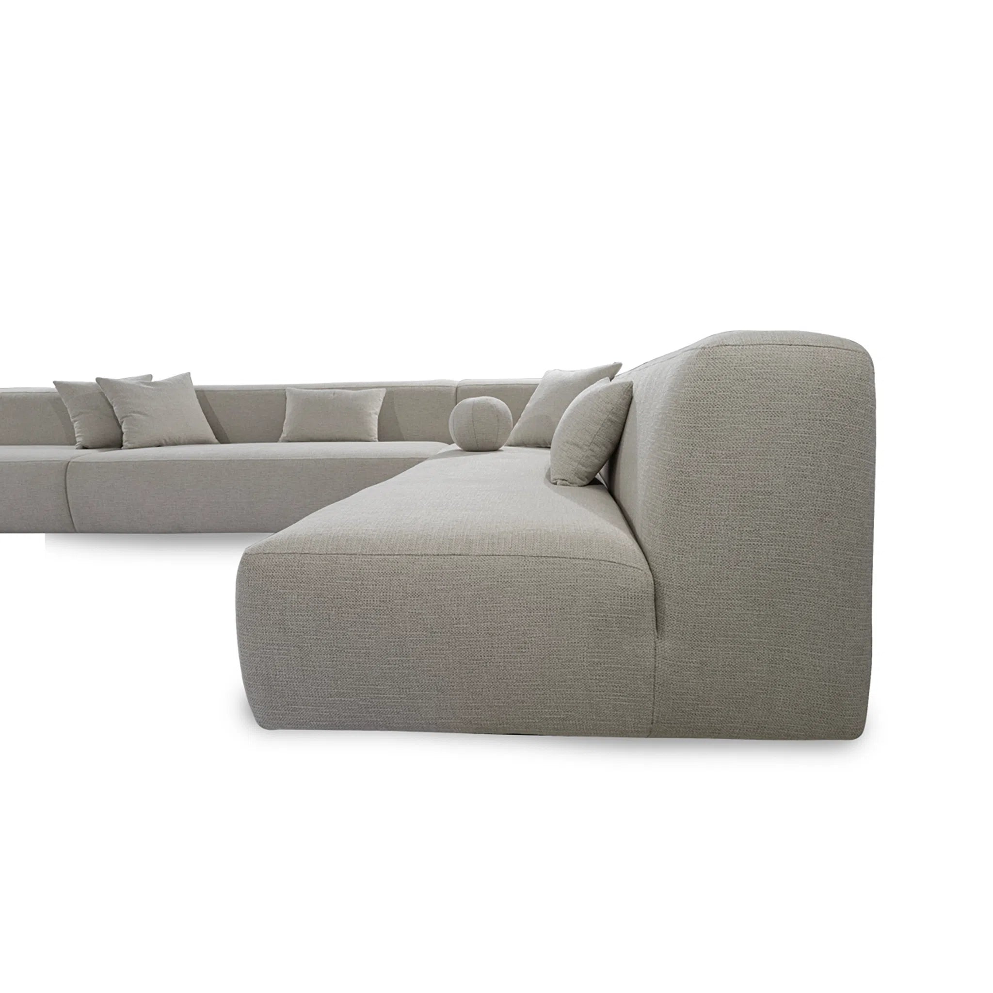 Gray sectional sofa on a white background