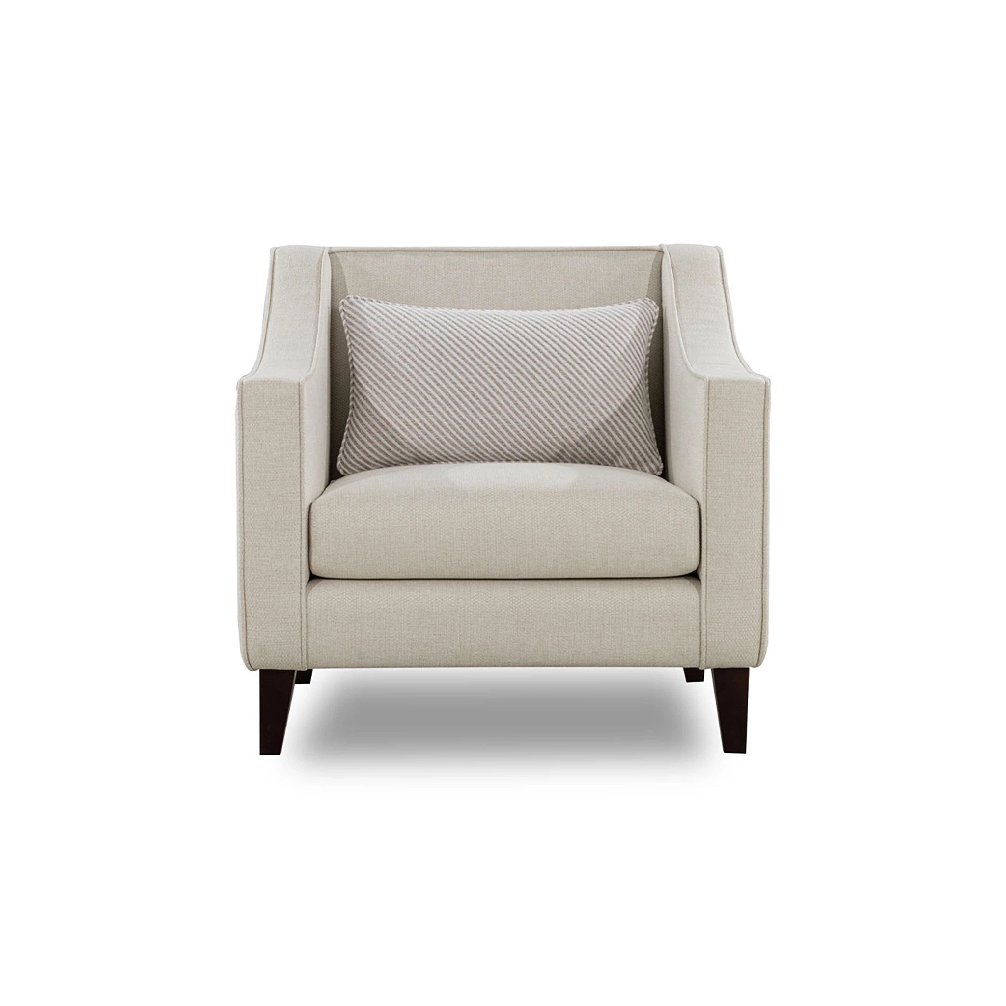 Beige armchair with a pillow on a white background