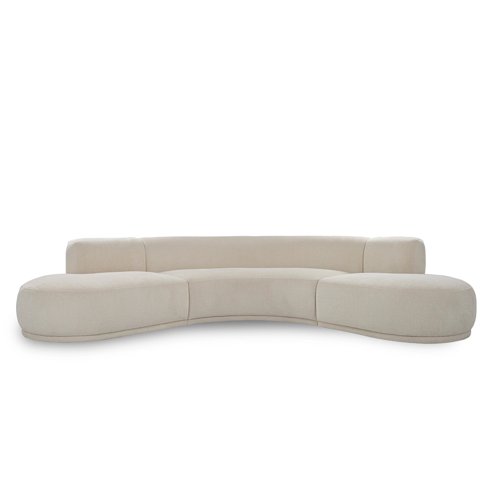 Beige curved sofa on a white background