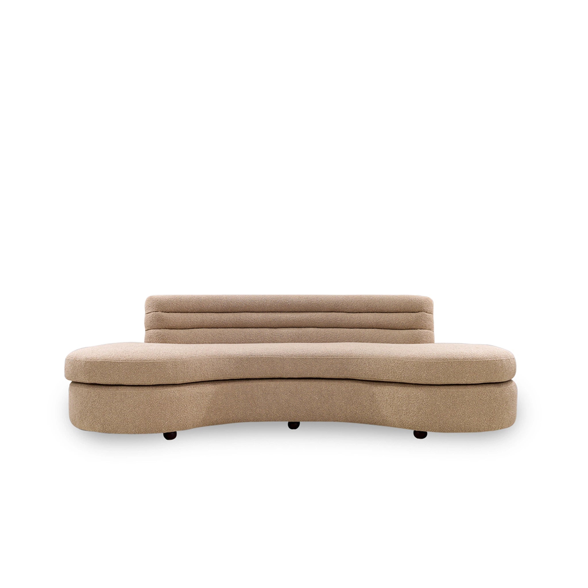 Beige curved sofa on a white background
