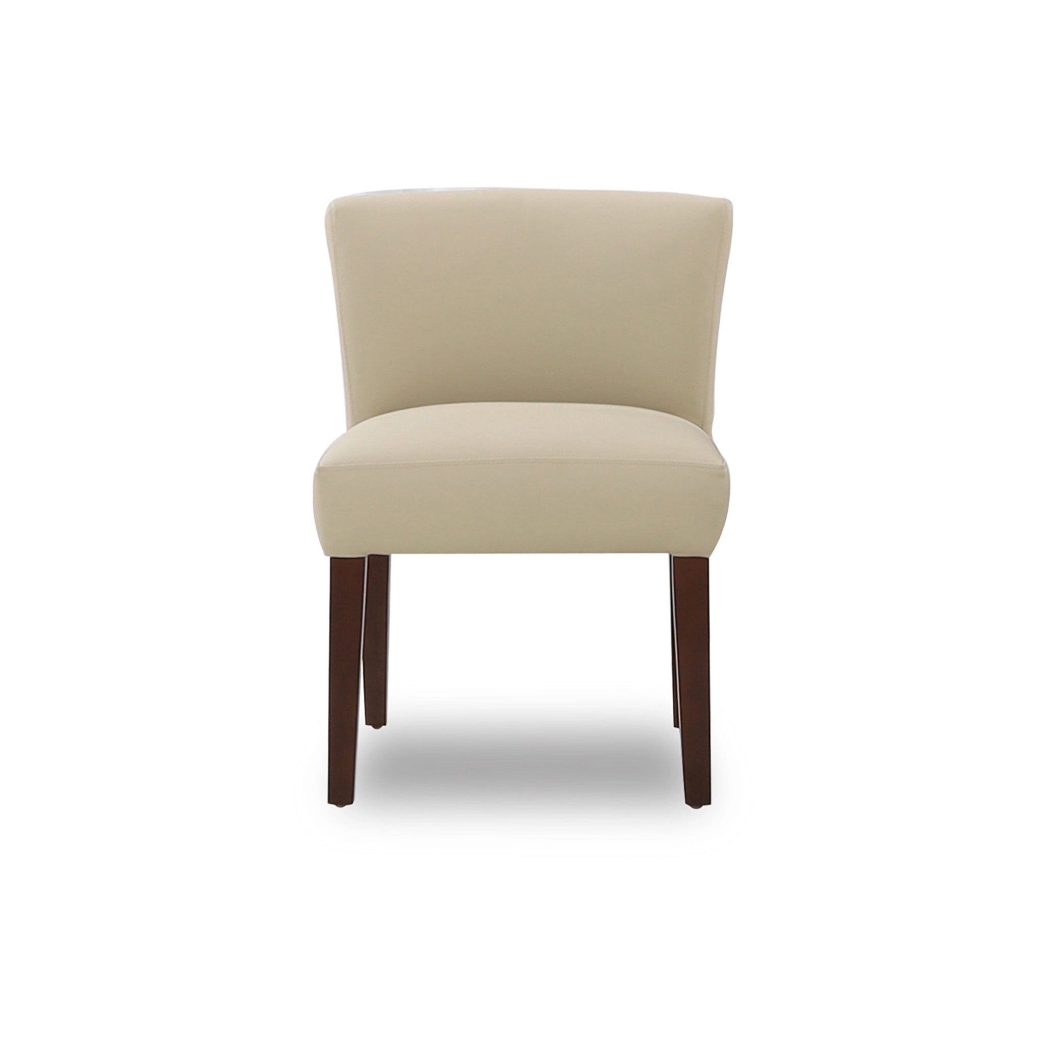 Beige chair with wooden legs on a white background