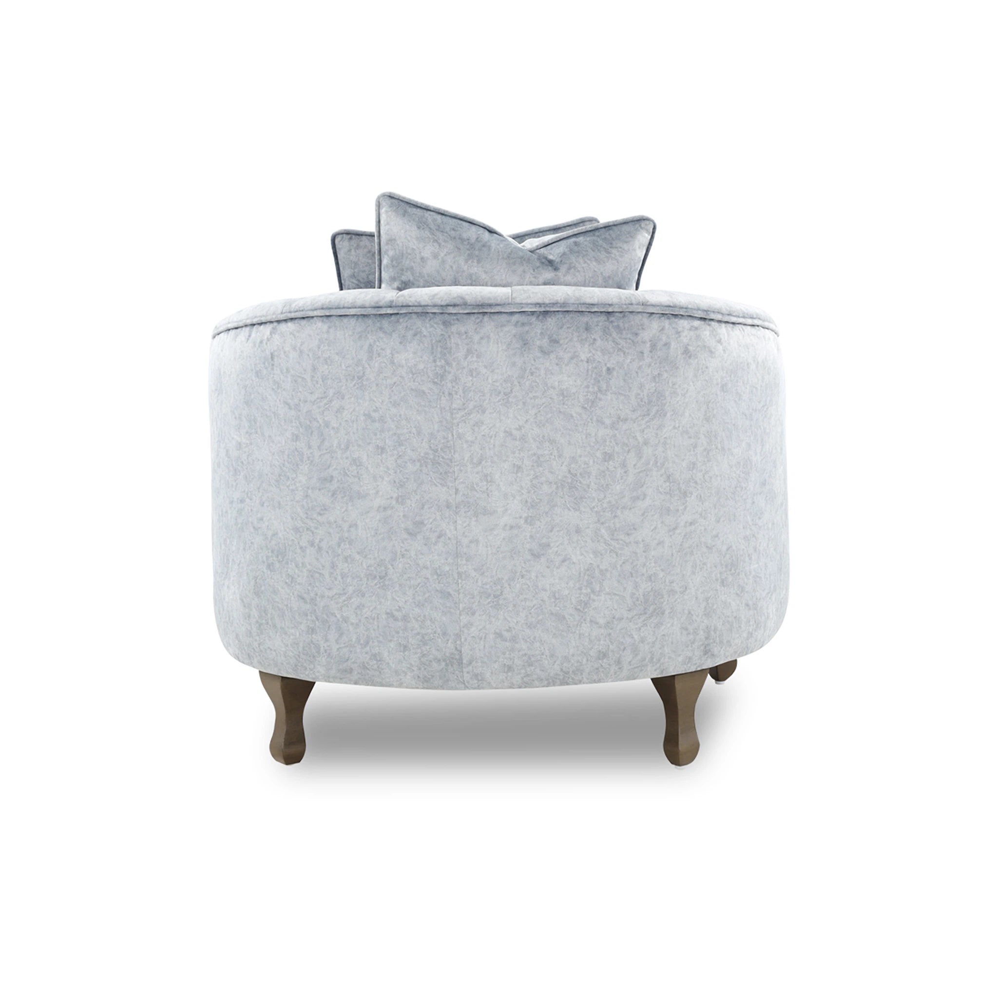 Gray armchair with wooden legs on a white background