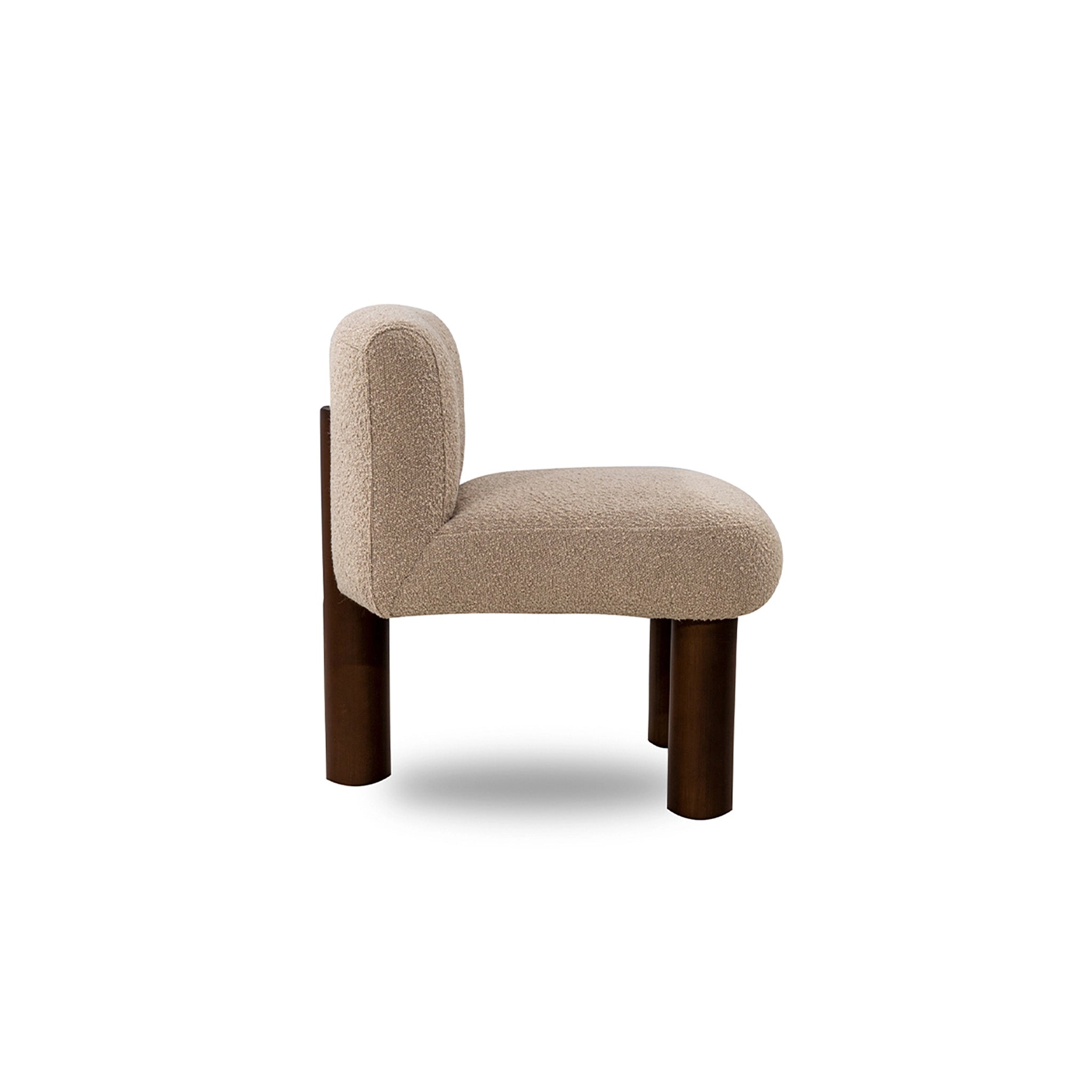 Beige chair with wooden legs on a white background