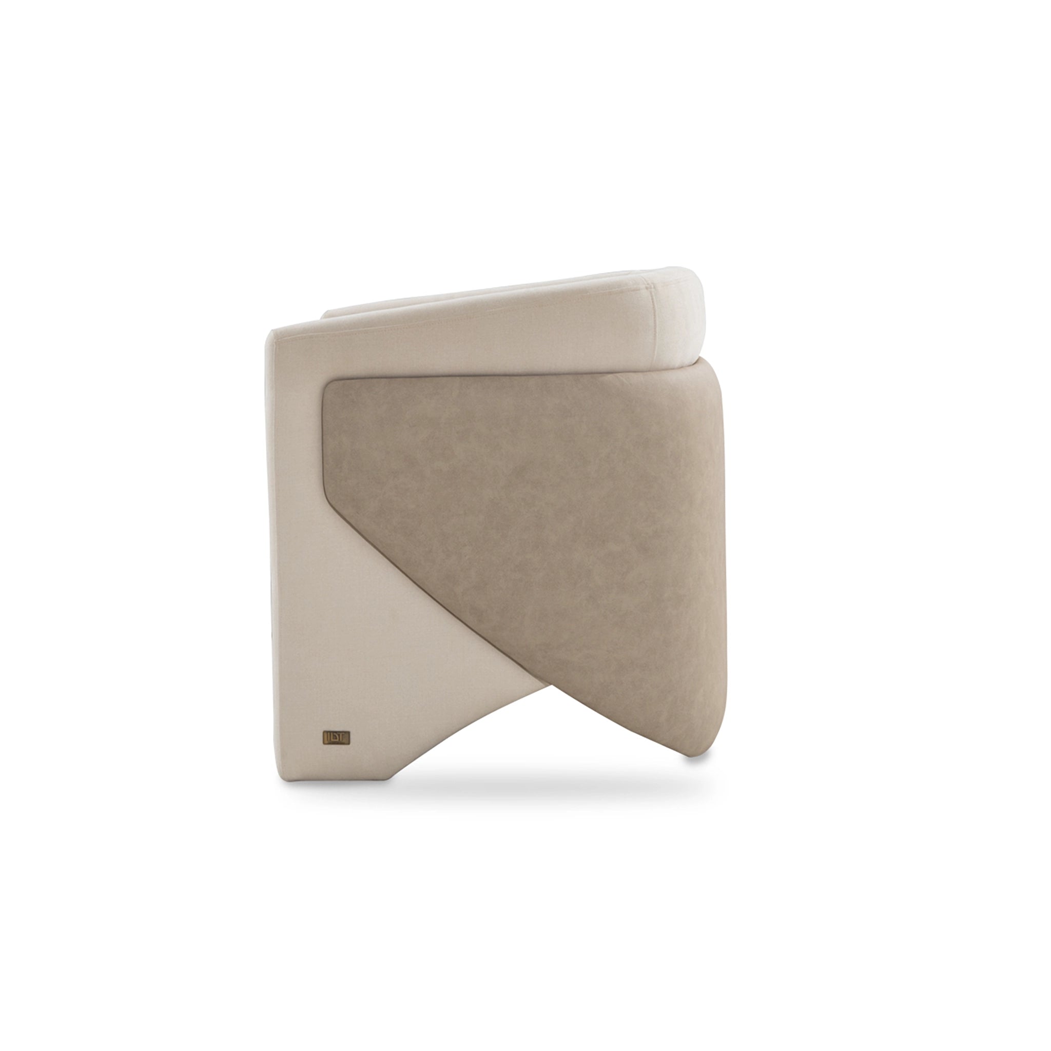 Modern chair with beige and brown design on a white background