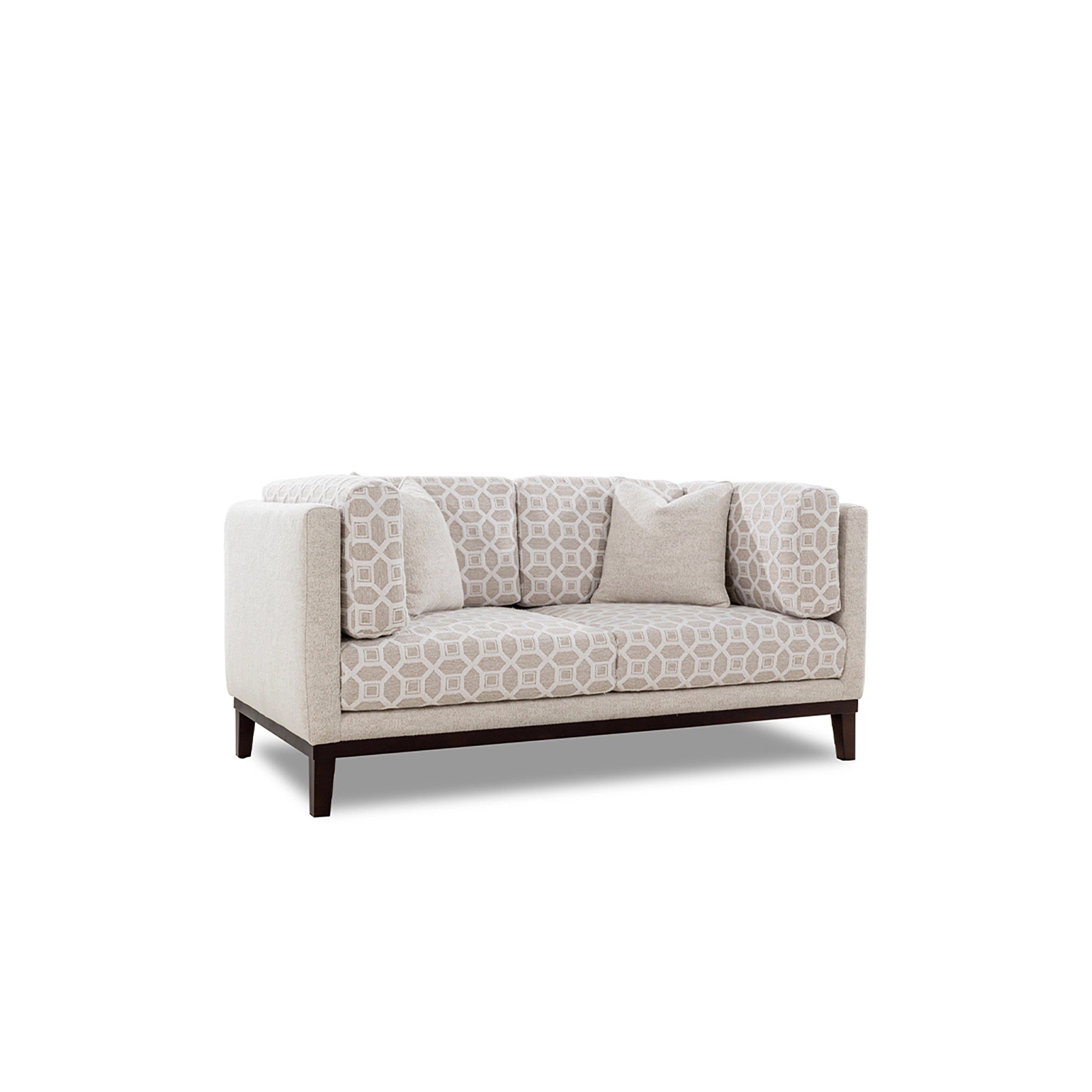 Beige patterned sofa on a white background