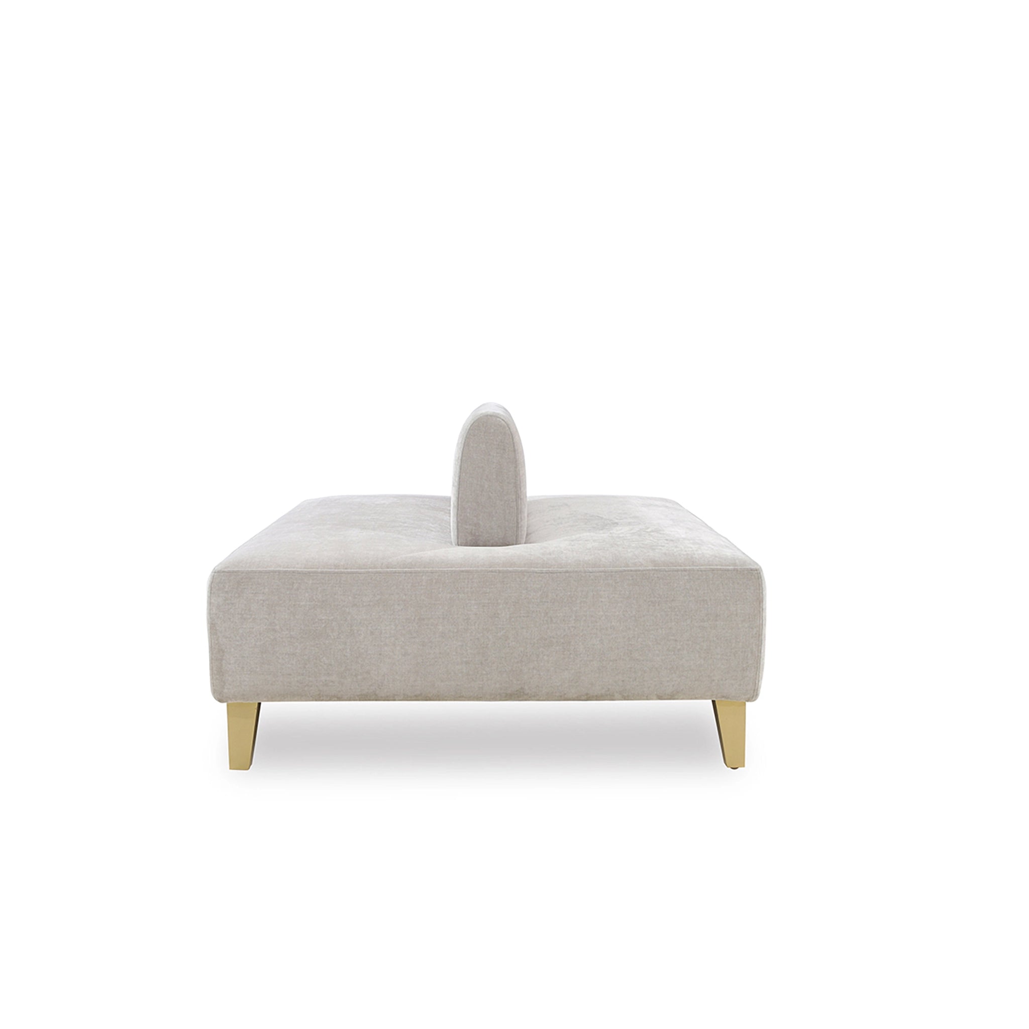 Beige ottoman with a cylindrical cushion on a white background