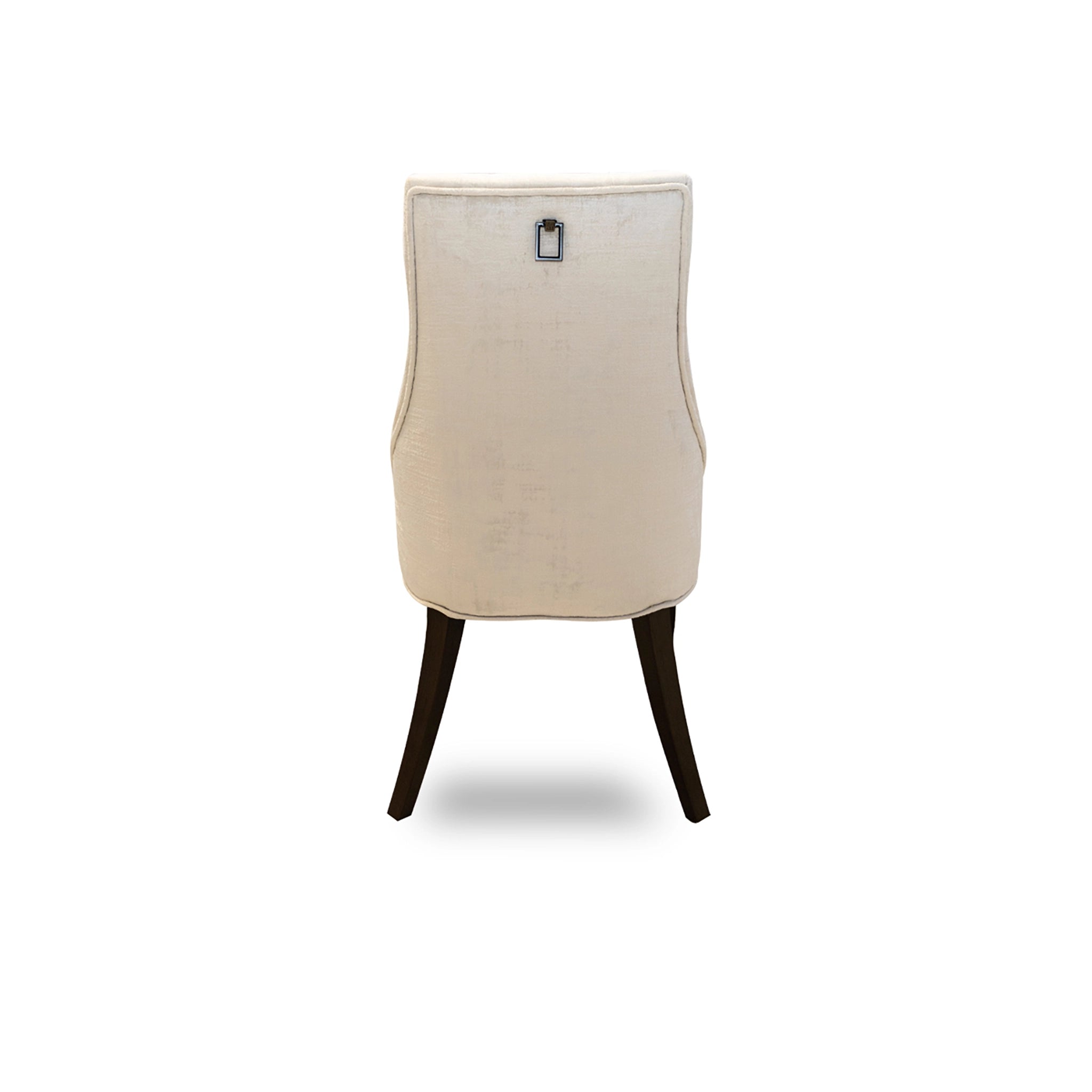 Beige chair with dark wooden legs on a white background