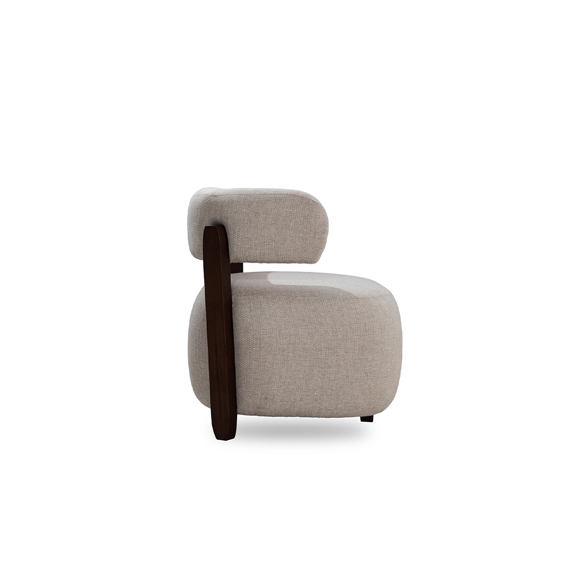 Modern chair with a wooden armrest on a white background