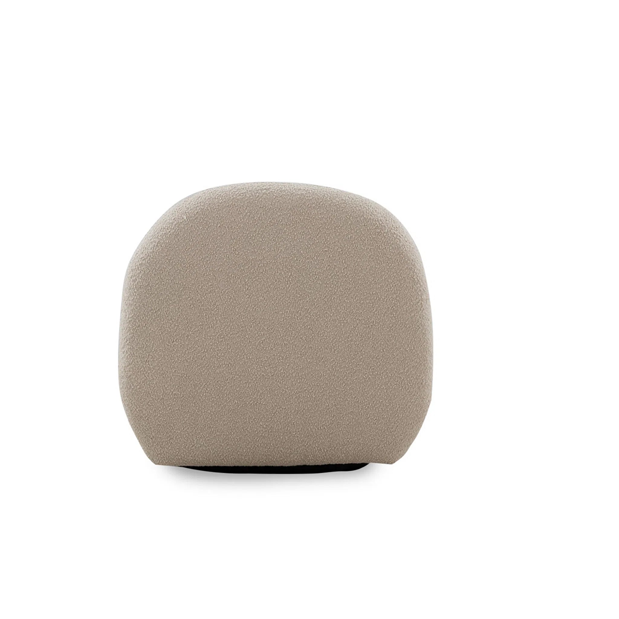 Beige fabric ottoman on a white background