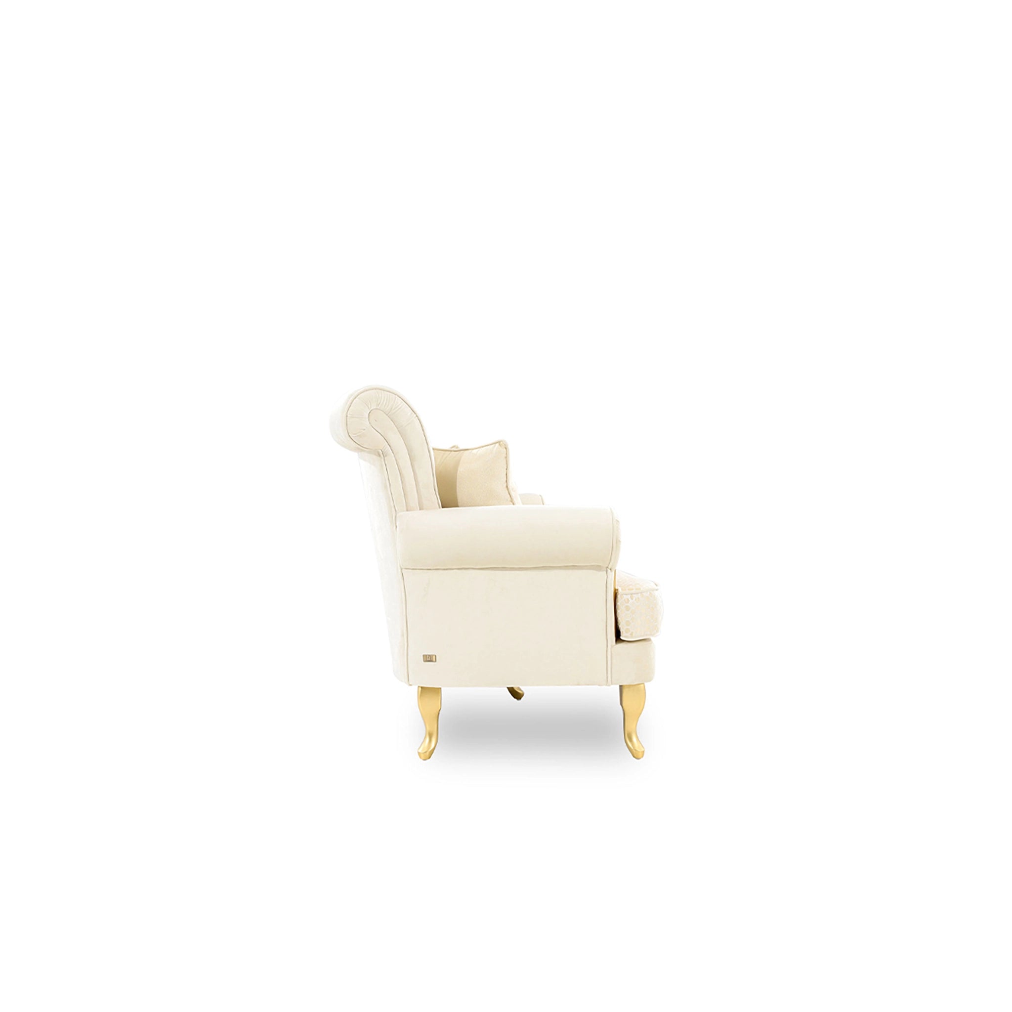 Cream-colored armchair on a white background