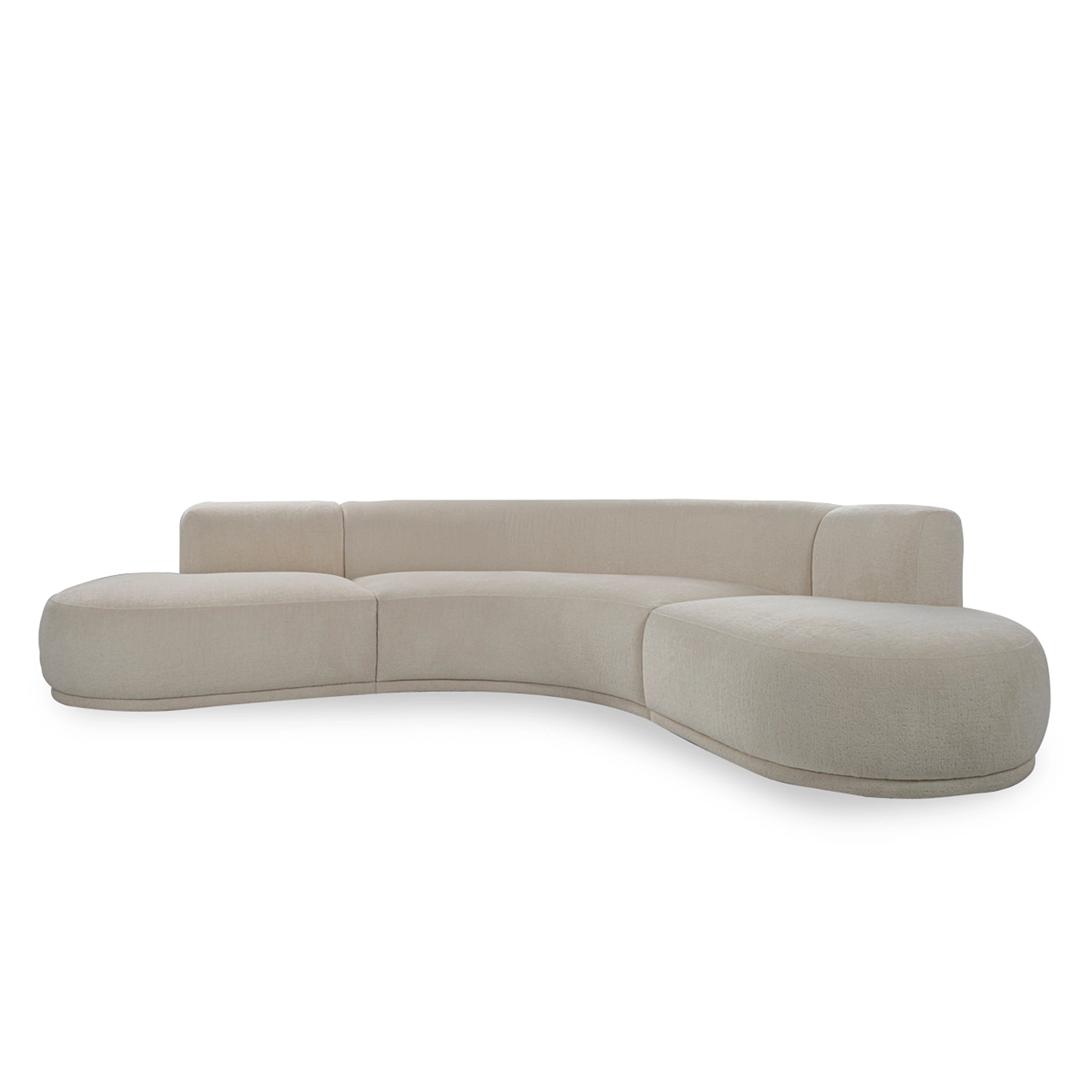 Beige curved sofa on a white background