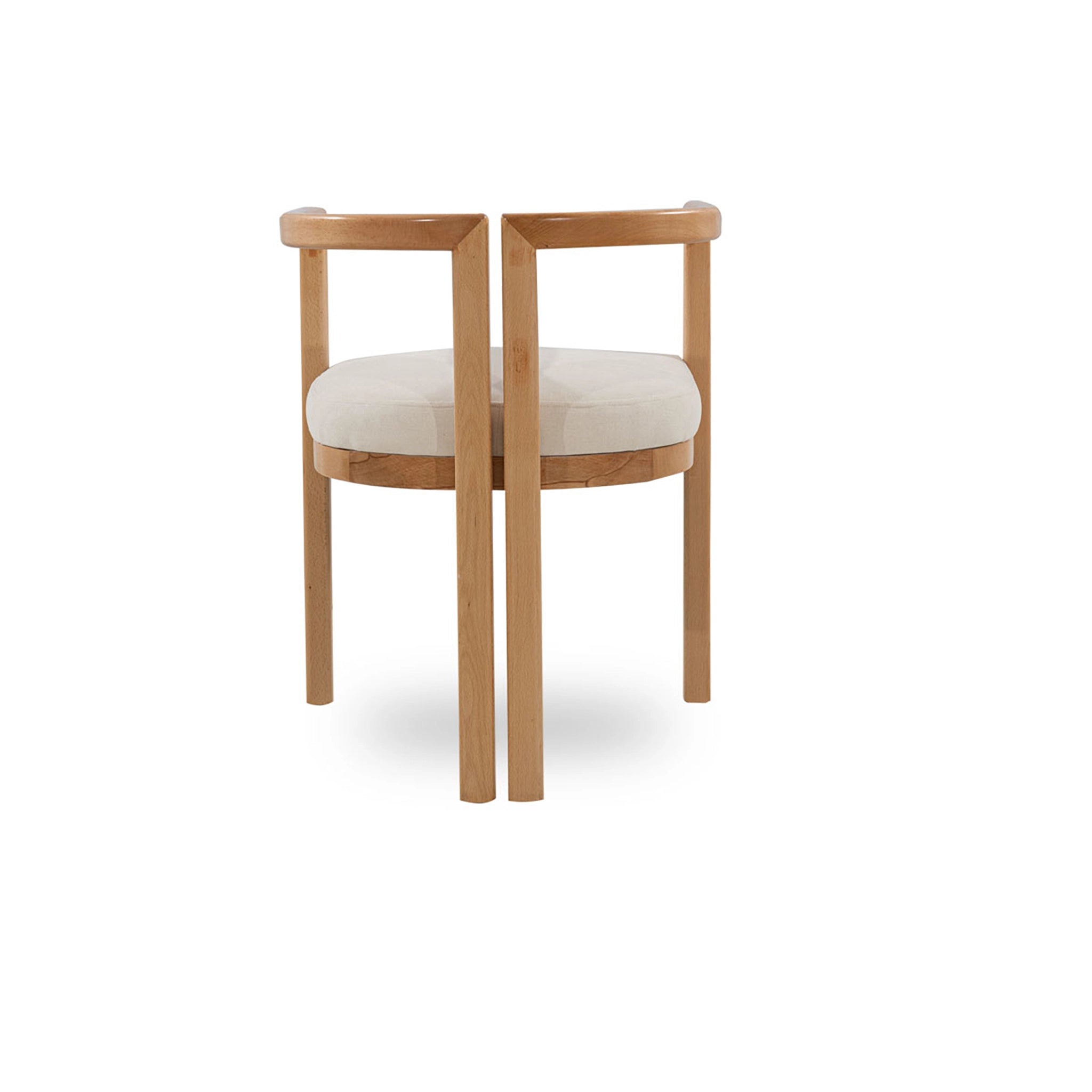 Wooden chair with a white cushion on a white background